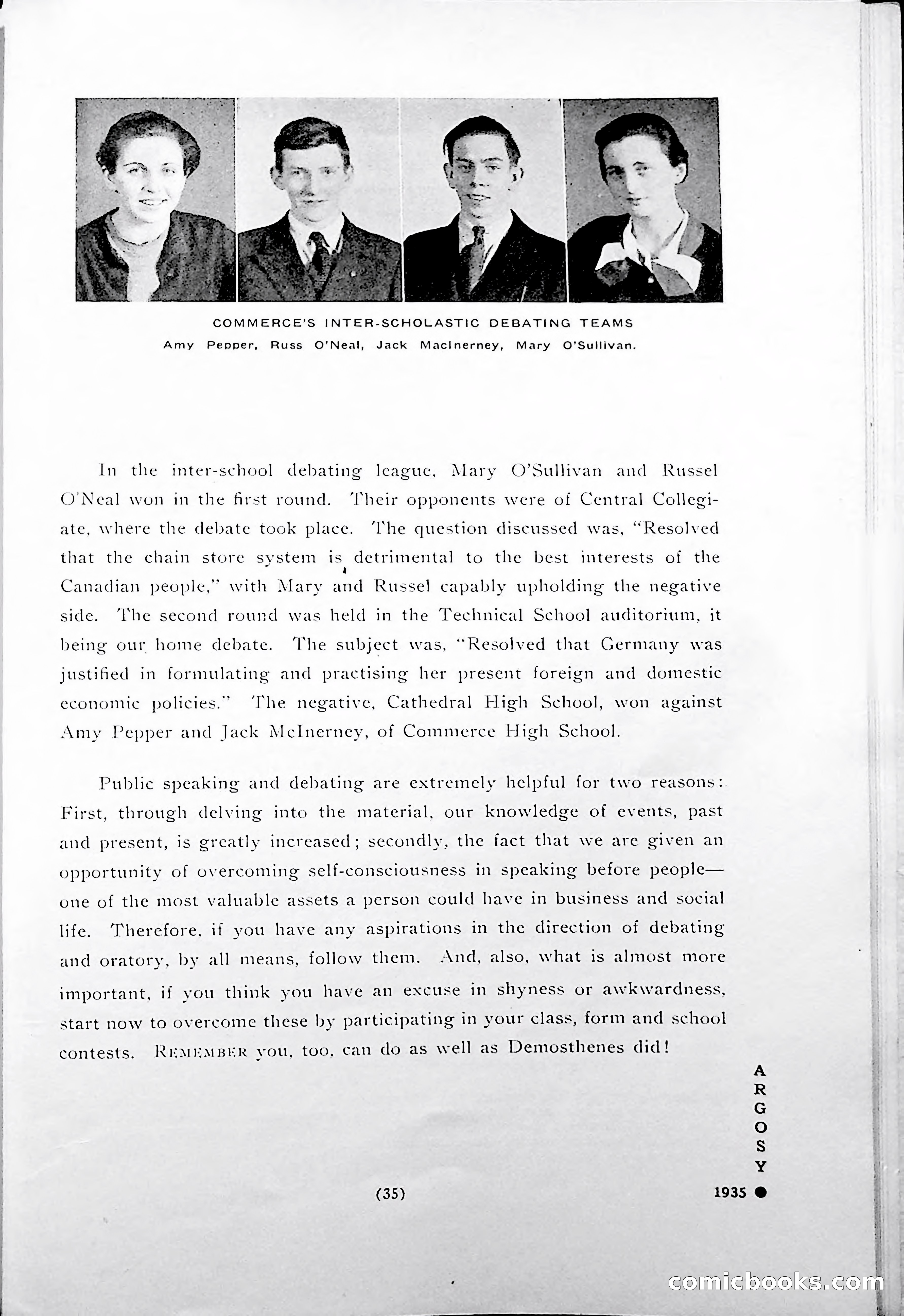 Central High School of Commerce Argosy, 1937 — page 39 of 400