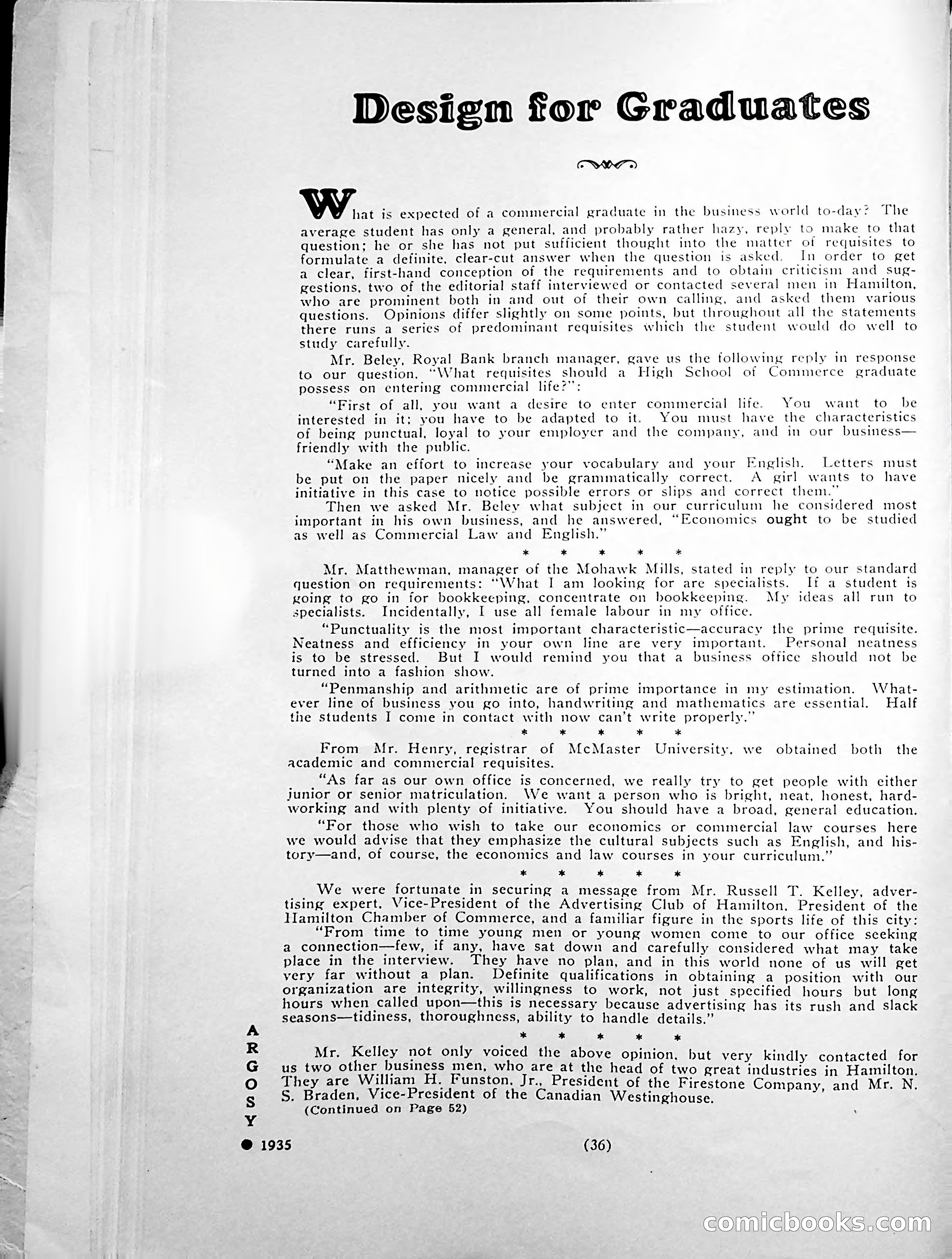 Central High School of Commerce Argosy, 1937 — page 40 of 400