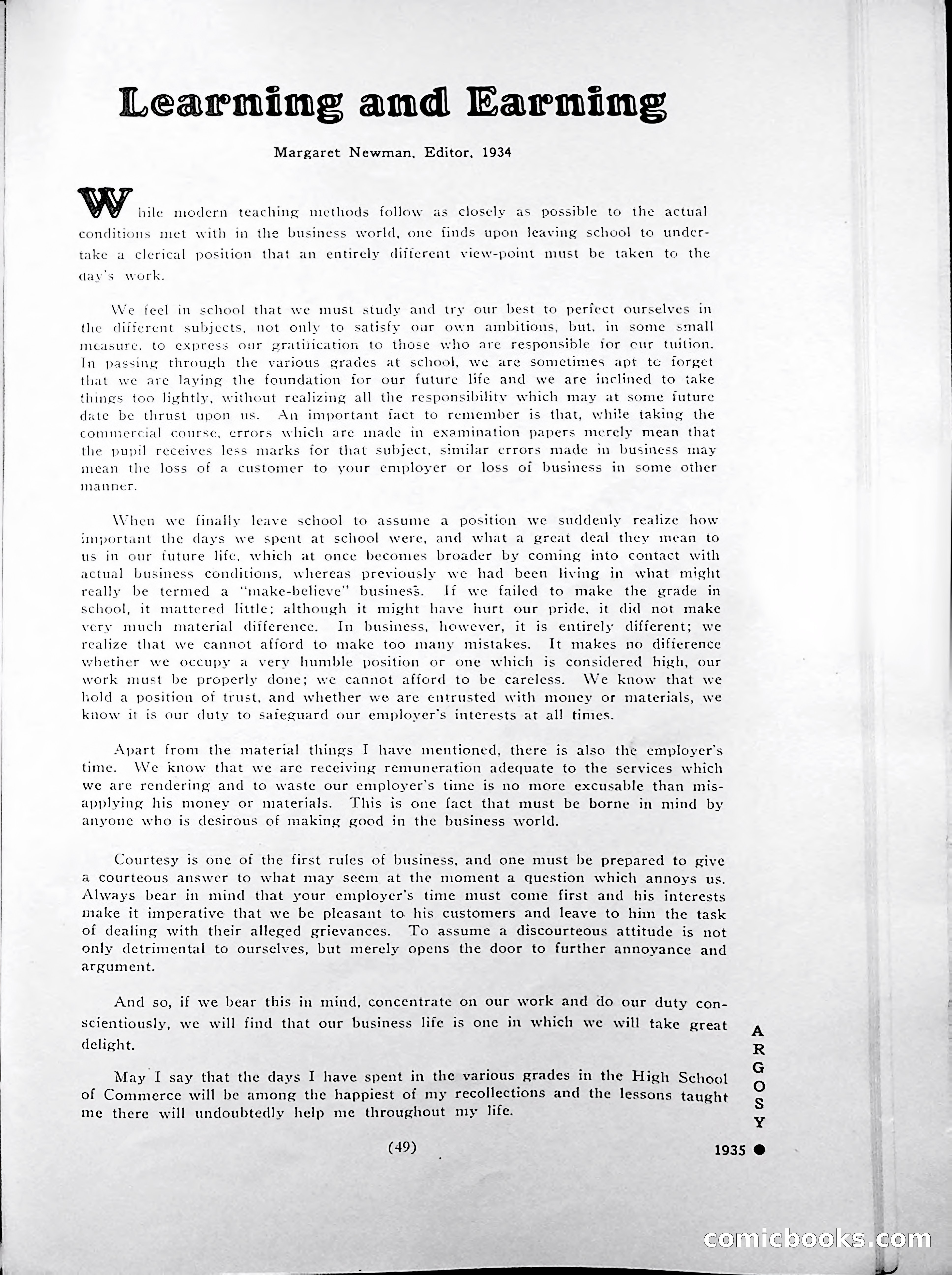 Central High School of Commerce Argosy, 1937 — page 53 of 400