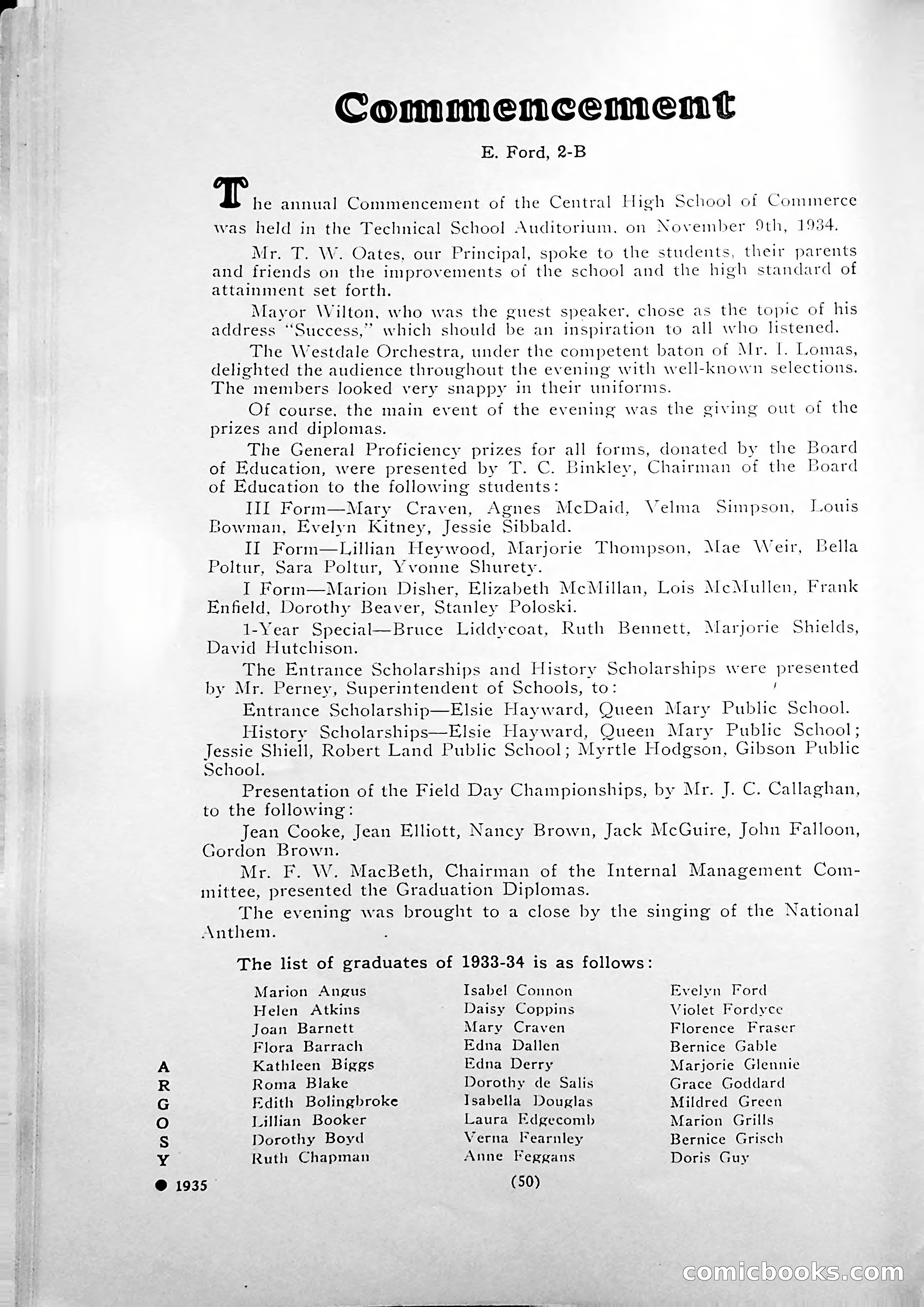 Central High School of Commerce Argosy, 1937 — page 54 of 400
