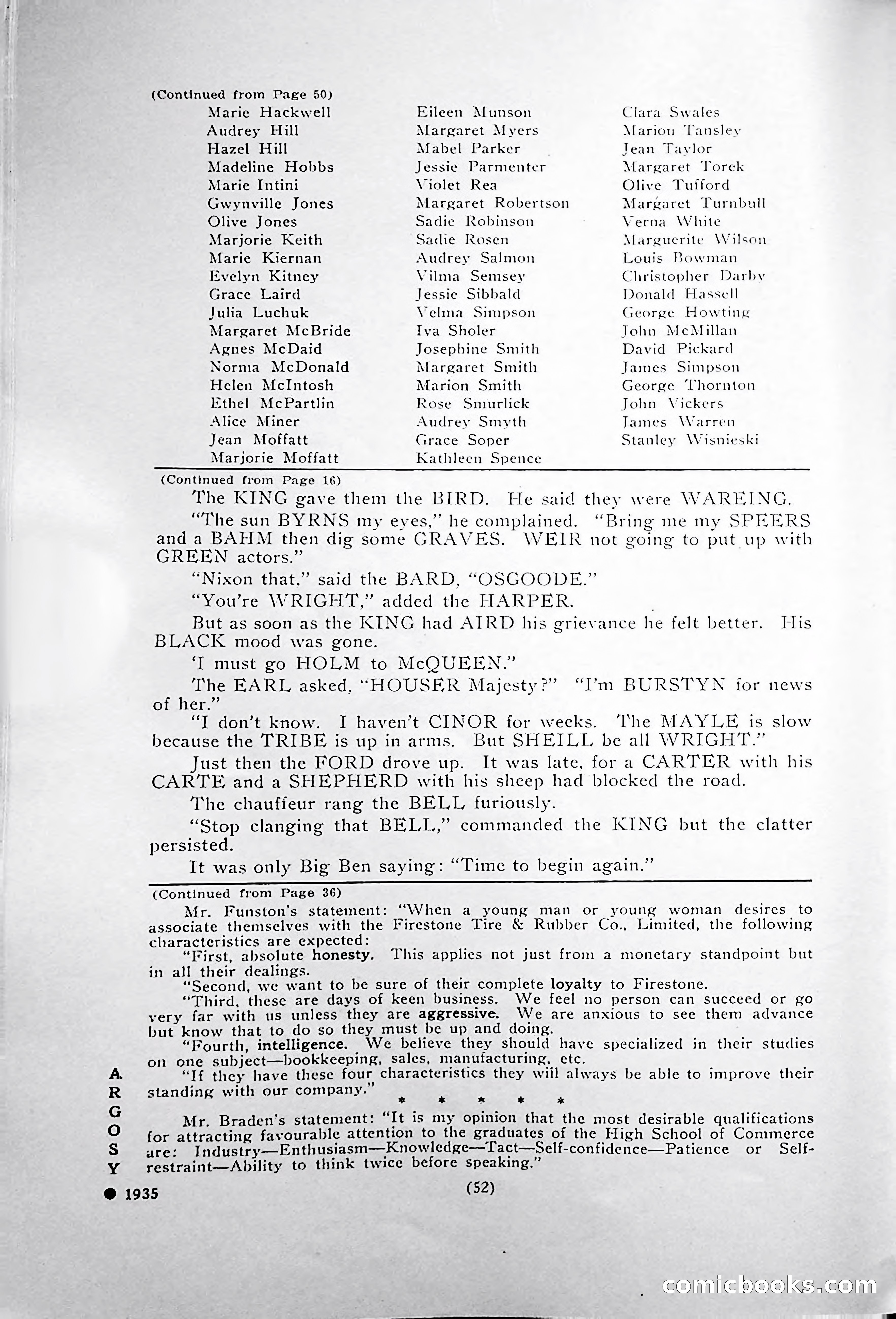Central High School of Commerce Argosy, 1937 — page 56 of 400