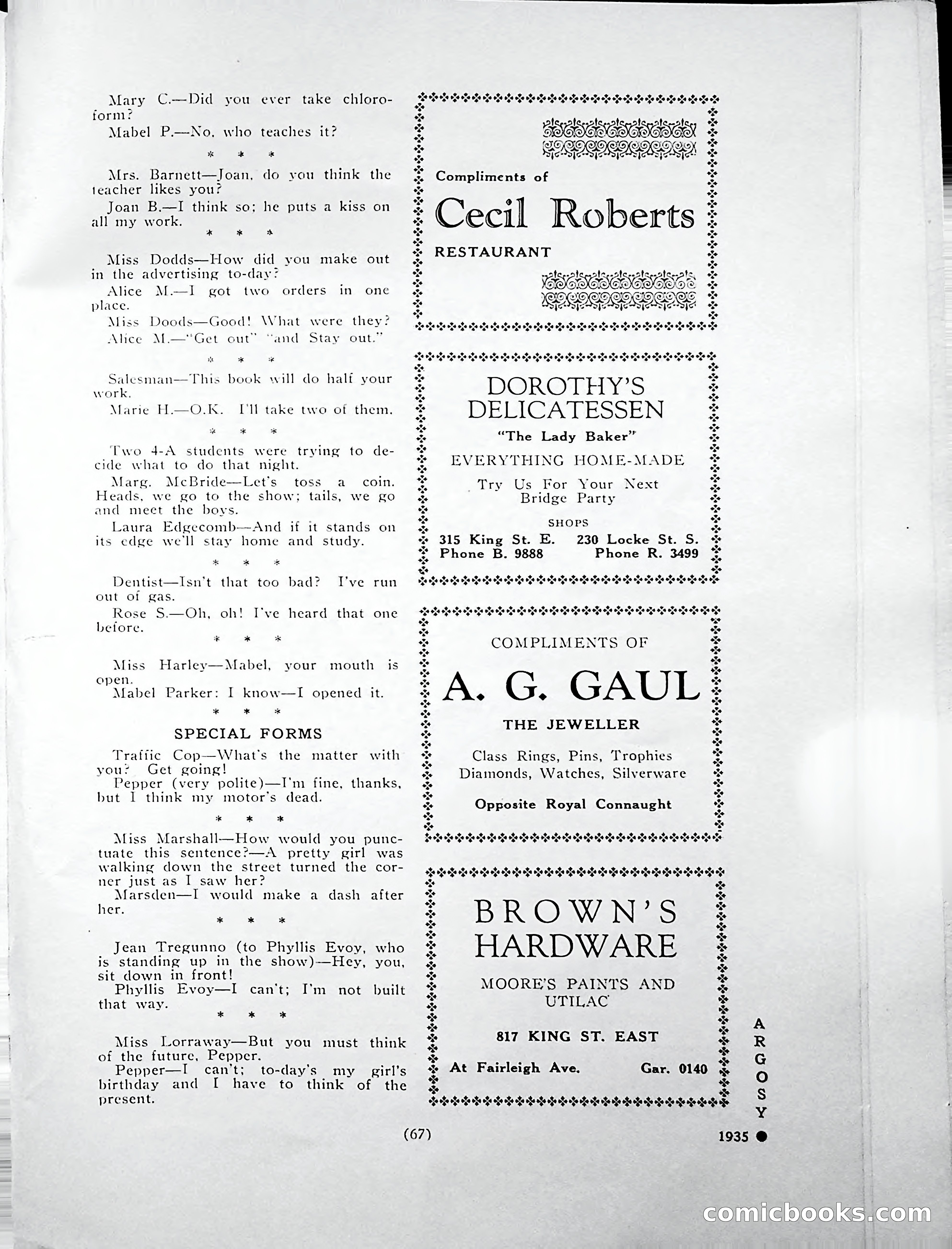 Central High School of Commerce Argosy, 1937 — page 71 of 400