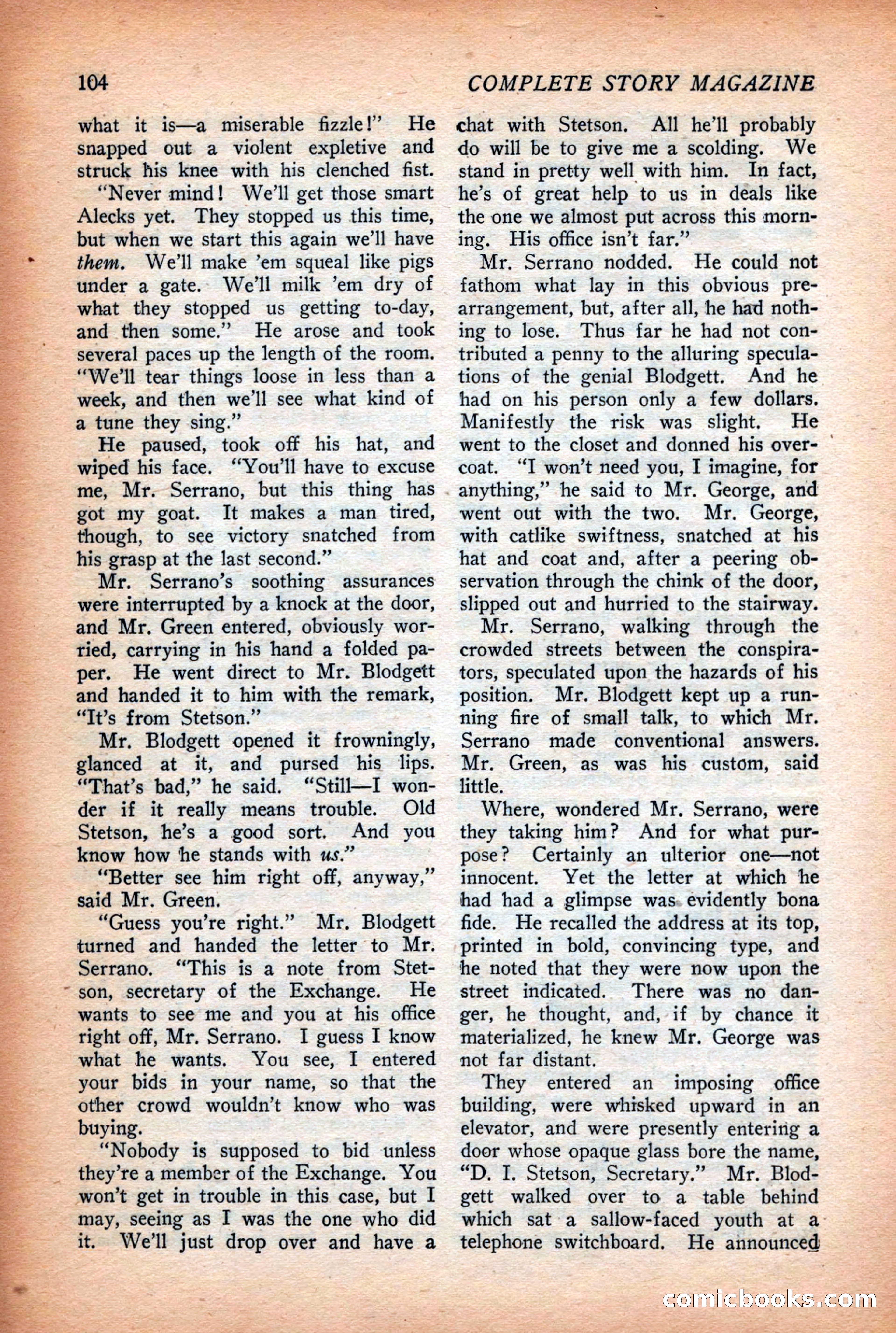 Complete Story Magazine, Vol. 4, No. 2 — page 114 of 170