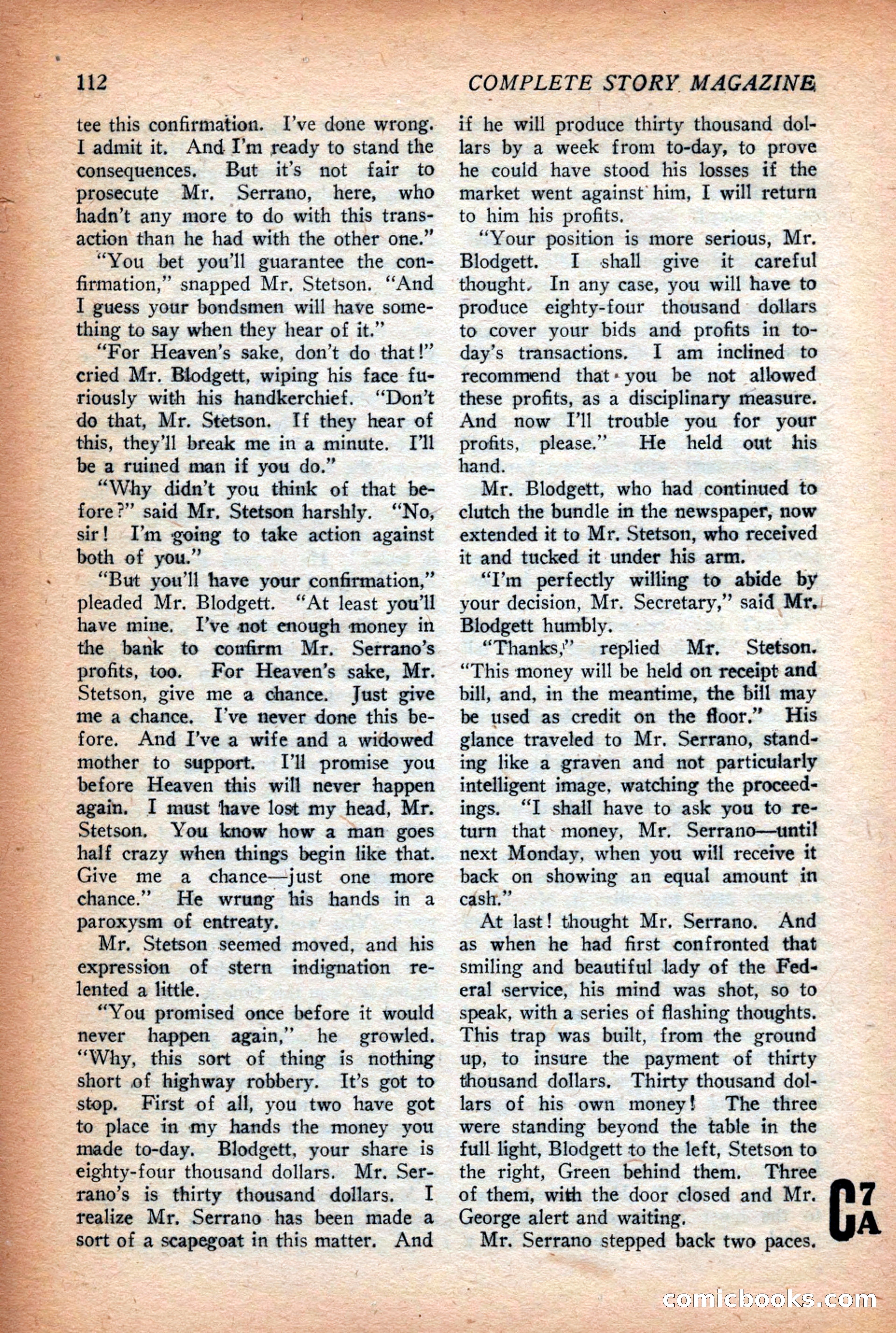 Complete Story Magazine, Vol. 4, No. 2 — page 122 of 170