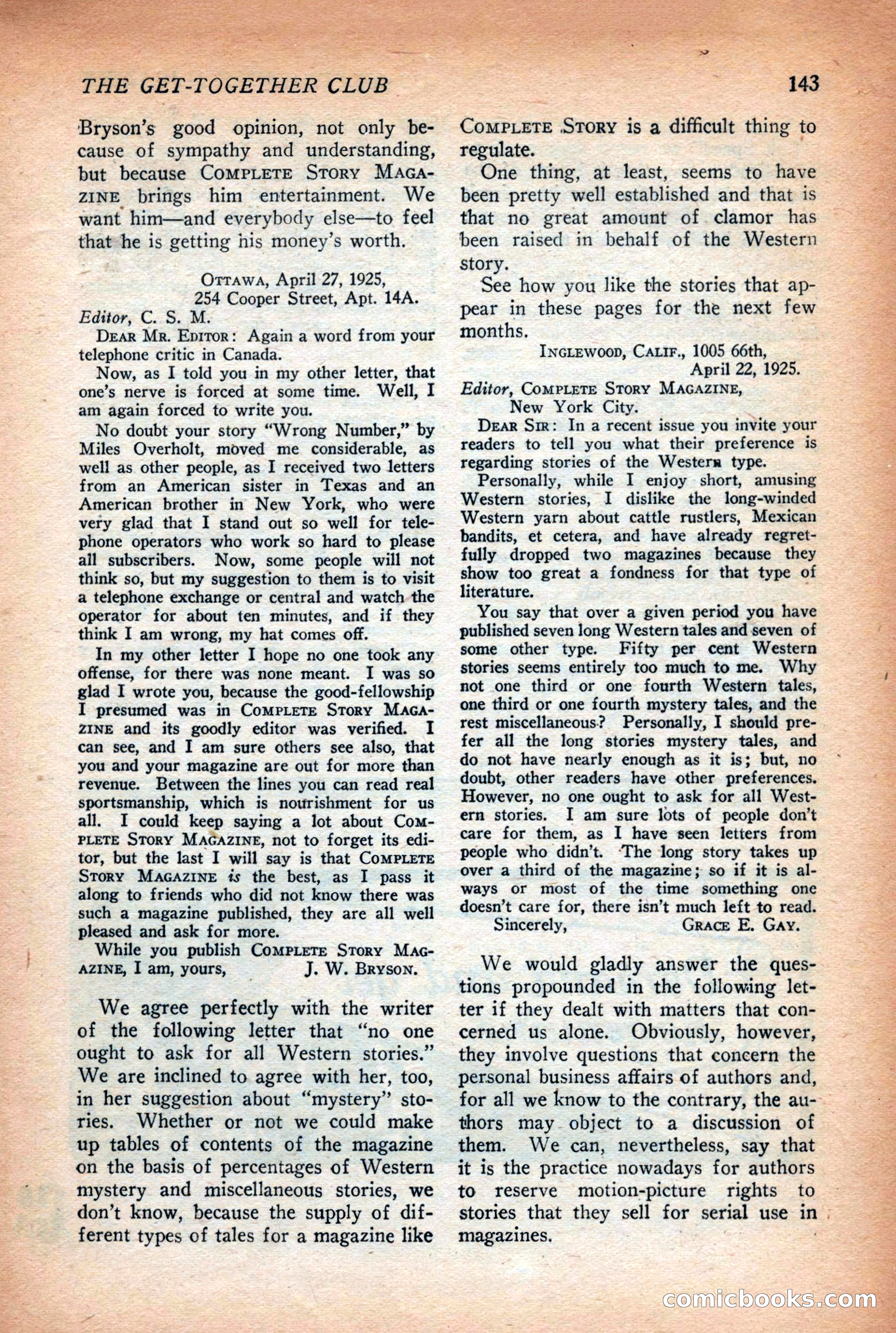 Complete Story Magazine, Vol. 4, No. 2 — page 153 of 170