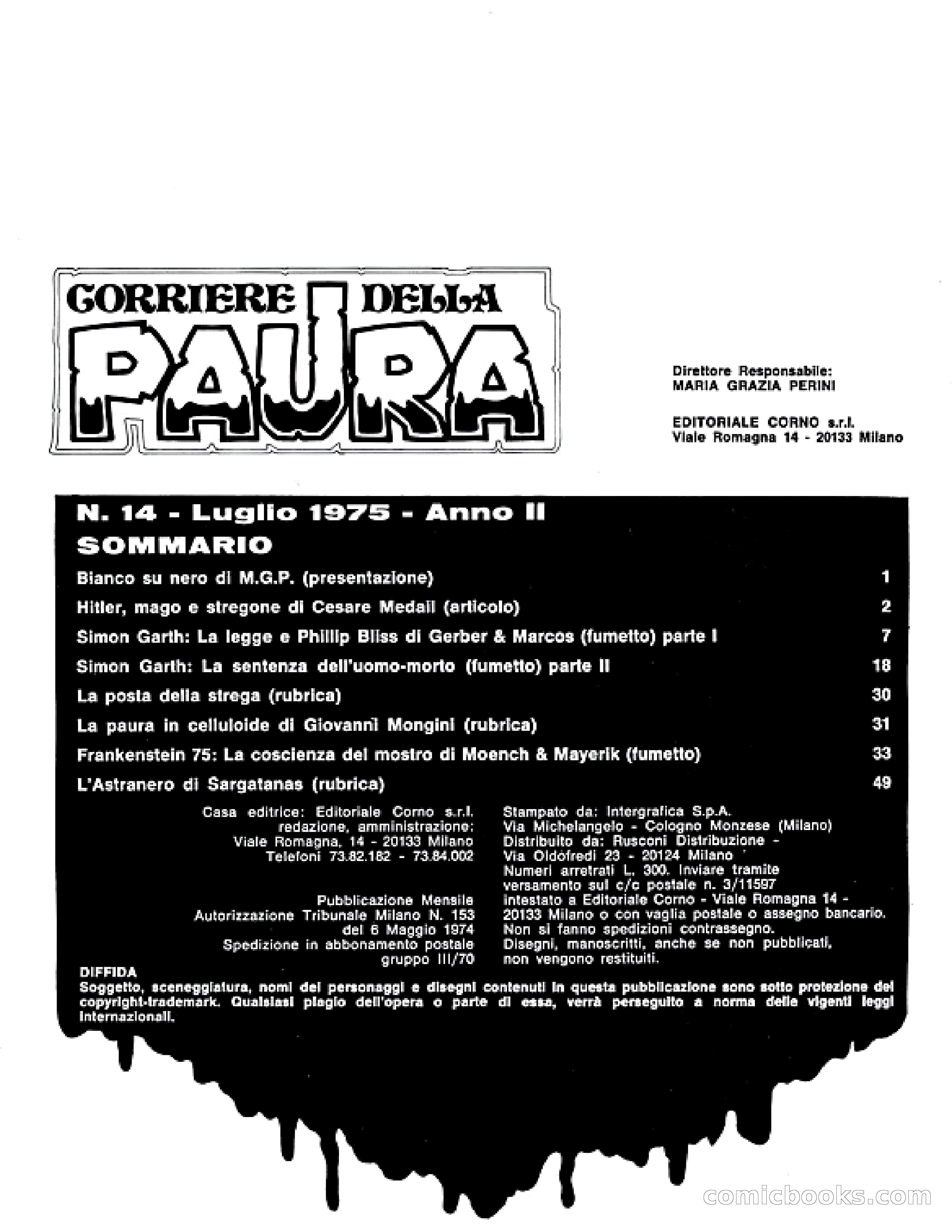 Corriere Della Paura No. 14 — page 2 of 52