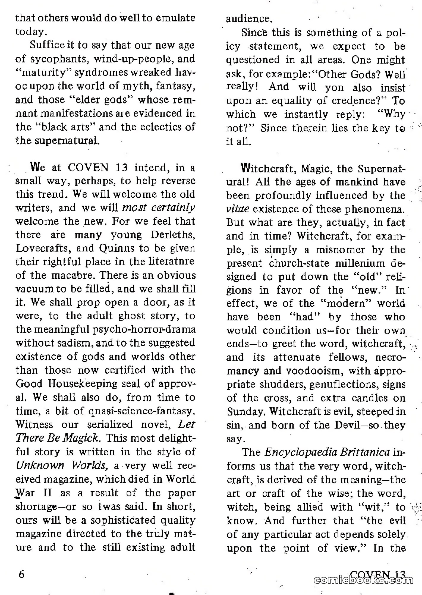 Coven 13, Vol. 1, No. 1 — page 6 of 148