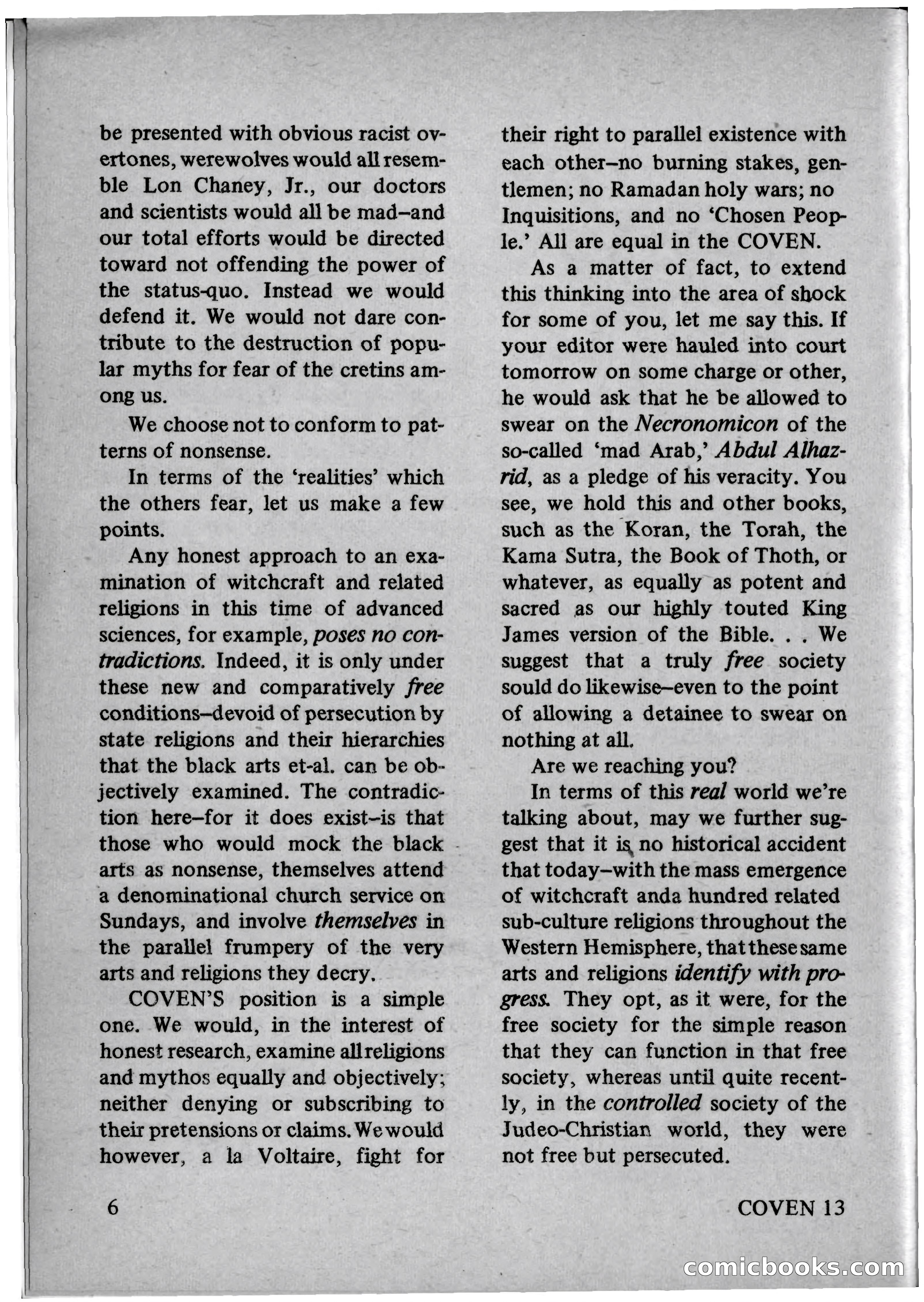 Coven 13, November 1969 — page 6 of 147