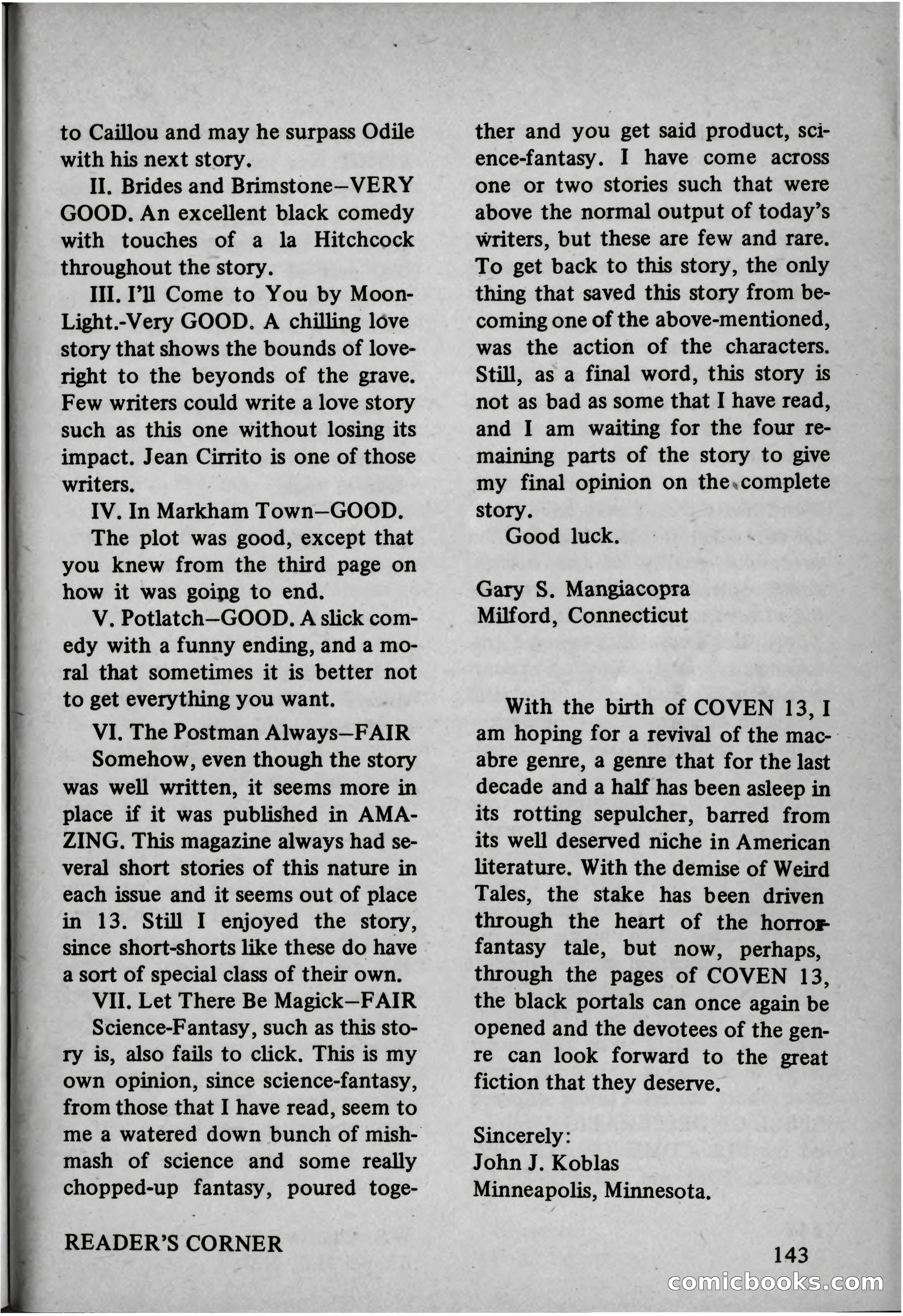 Coven 13, November 1969 — page 142 of 147