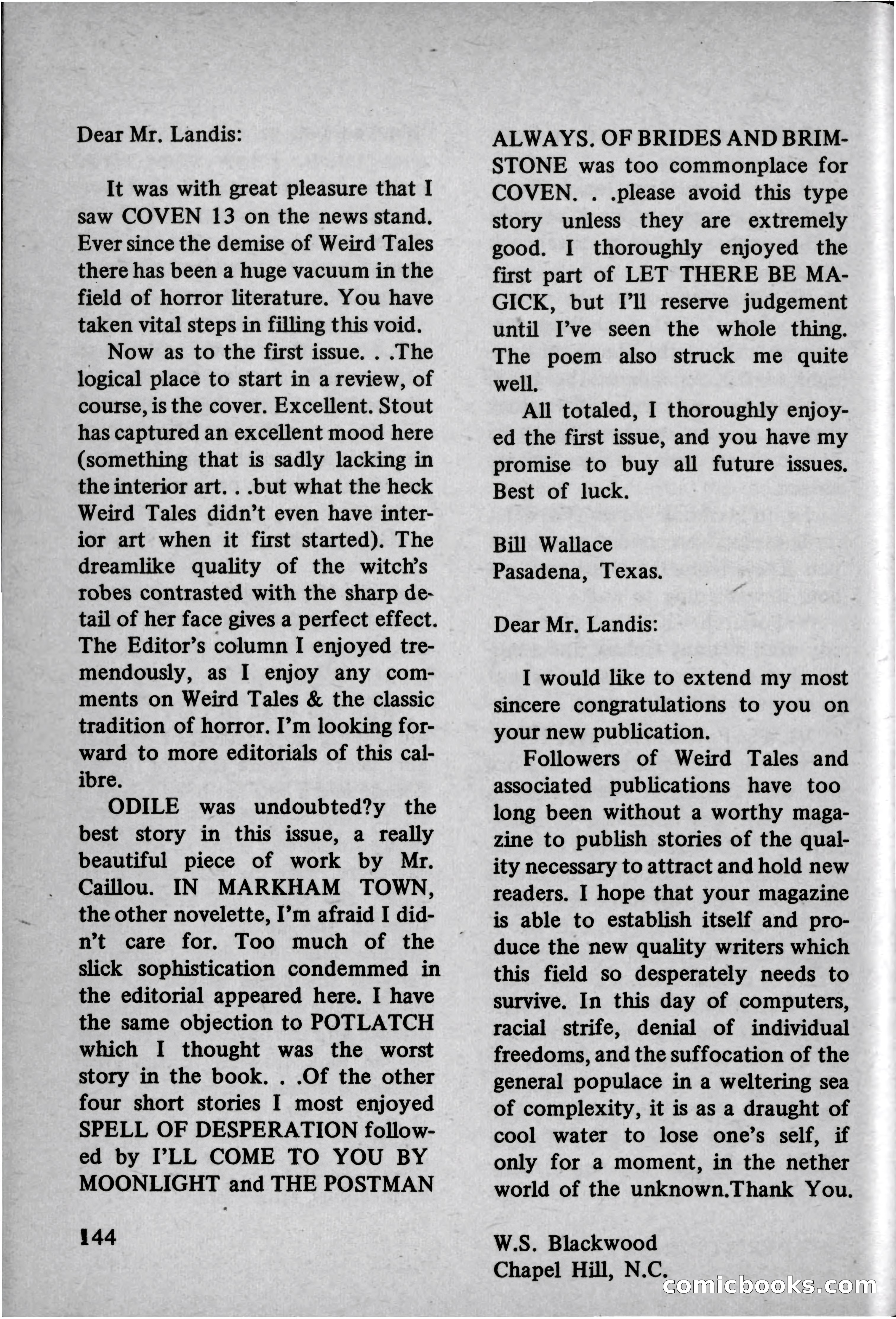 Coven 13, November 1969 — page 143 of 147