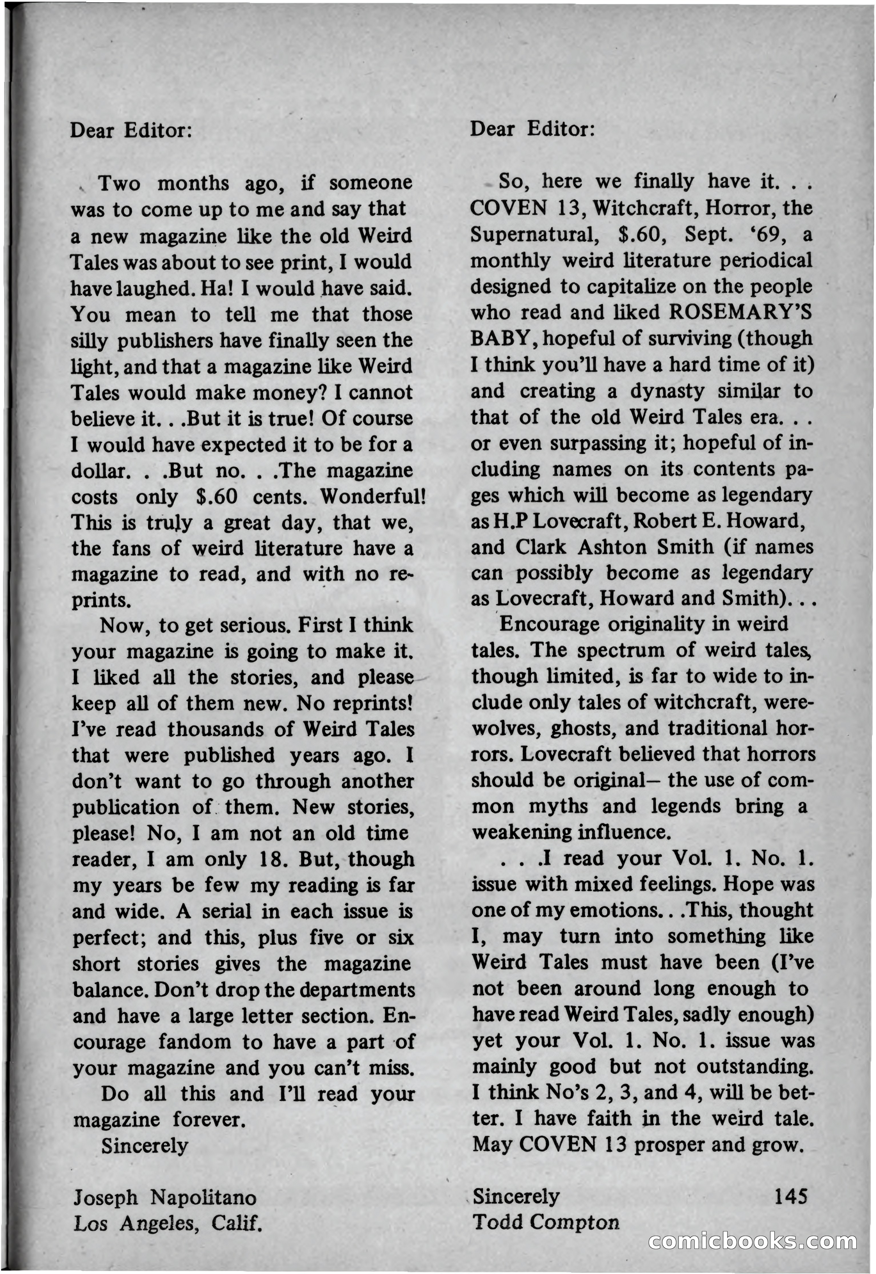 Coven 13, November 1969 — page 144 of 147