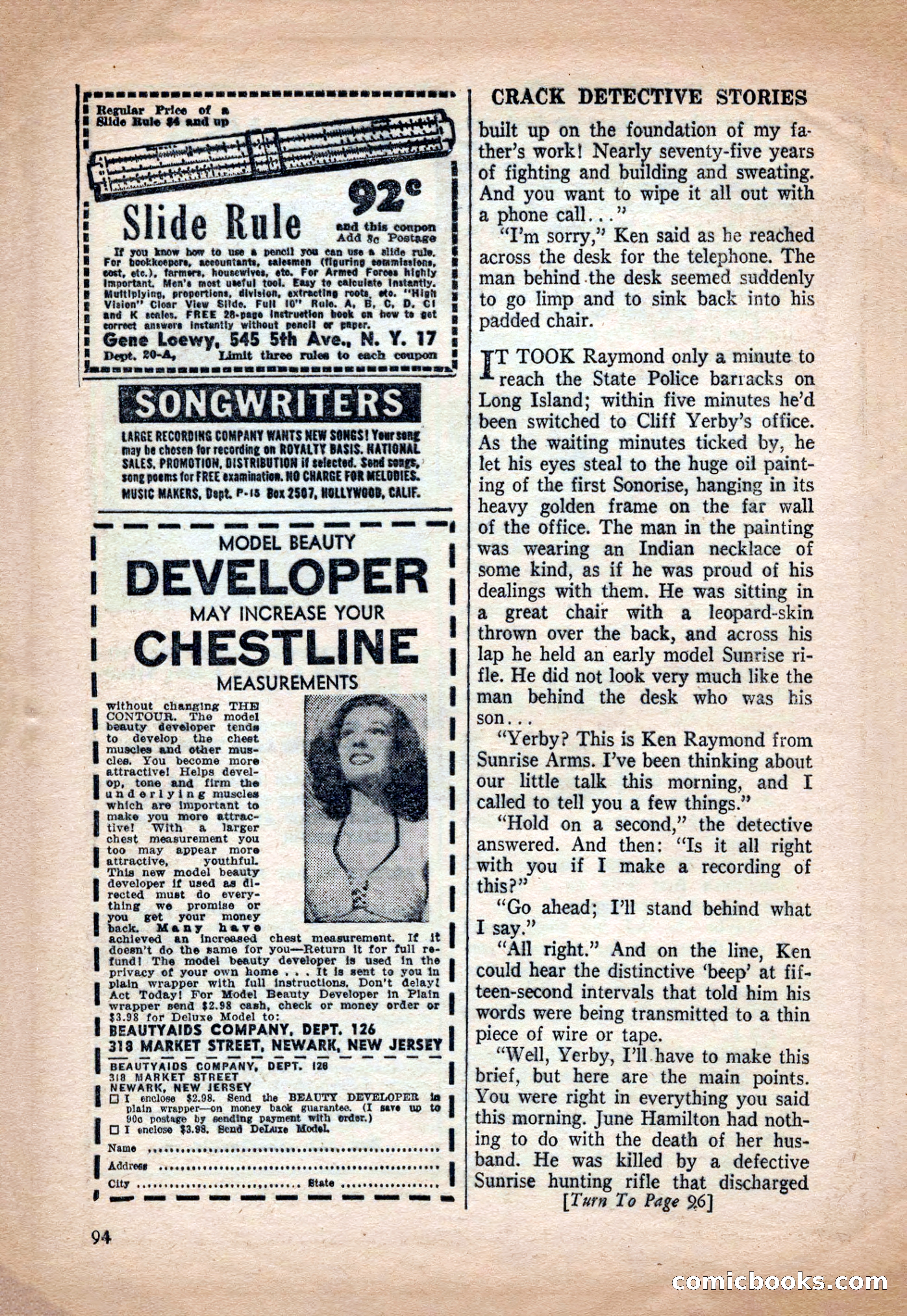 Crack Detective and Mystery Stories, December 1956 — page 94 of 100