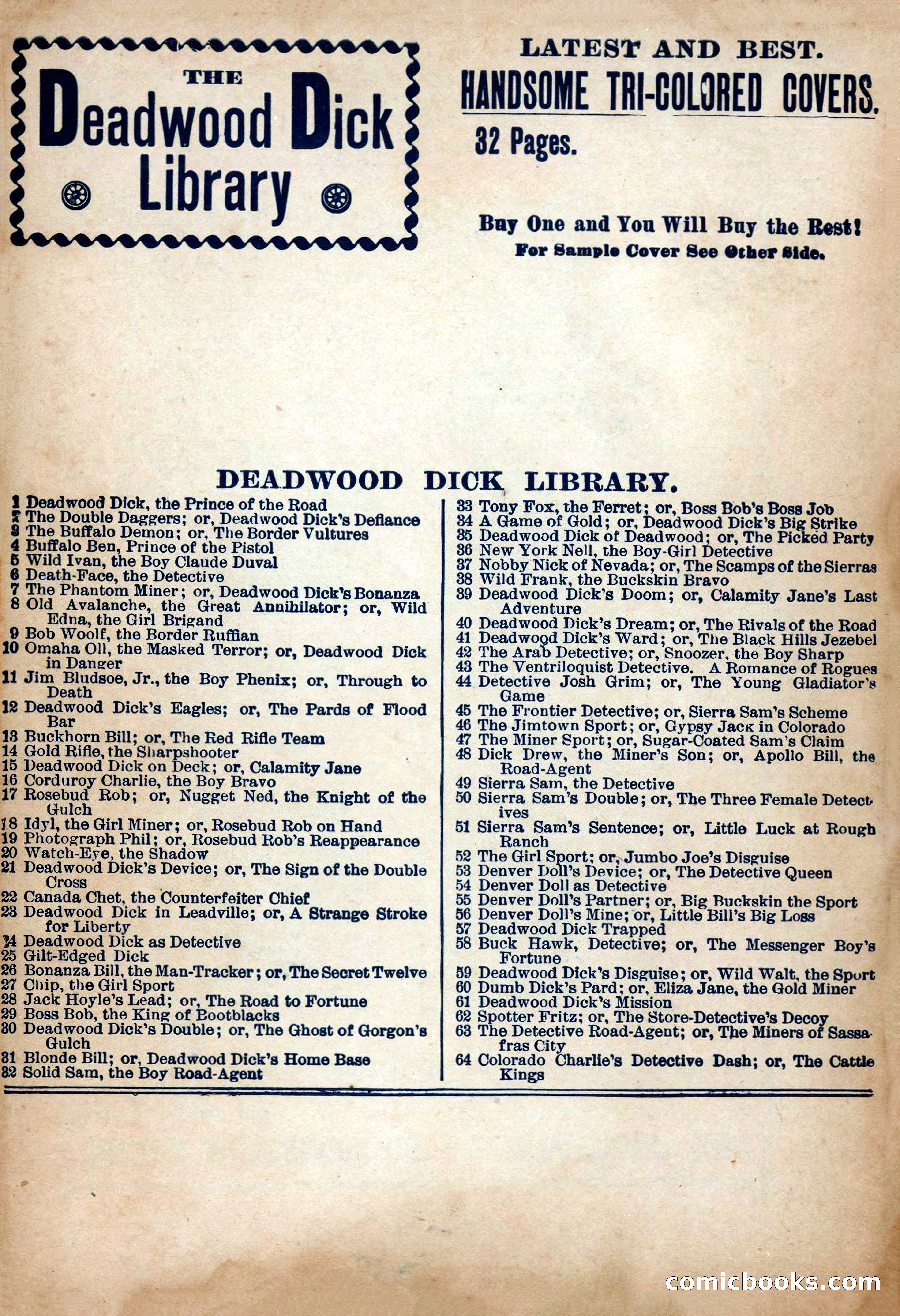 Deadwood Dick Library: Sierra Sam's Double, No. 50 — page 36 of 36