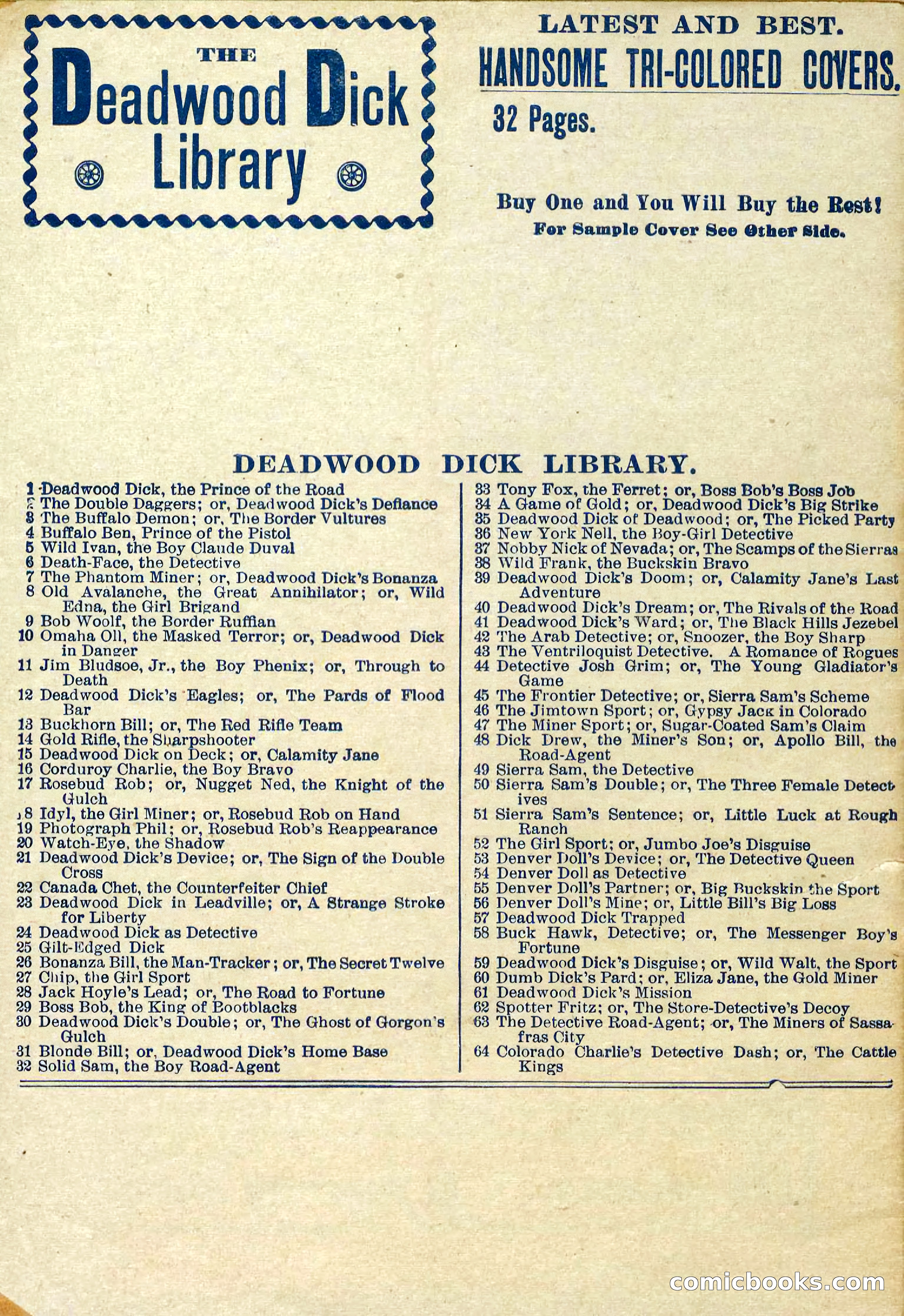Deadwood Dick Library, Vol. 1, No. 1 — page 40 of 40