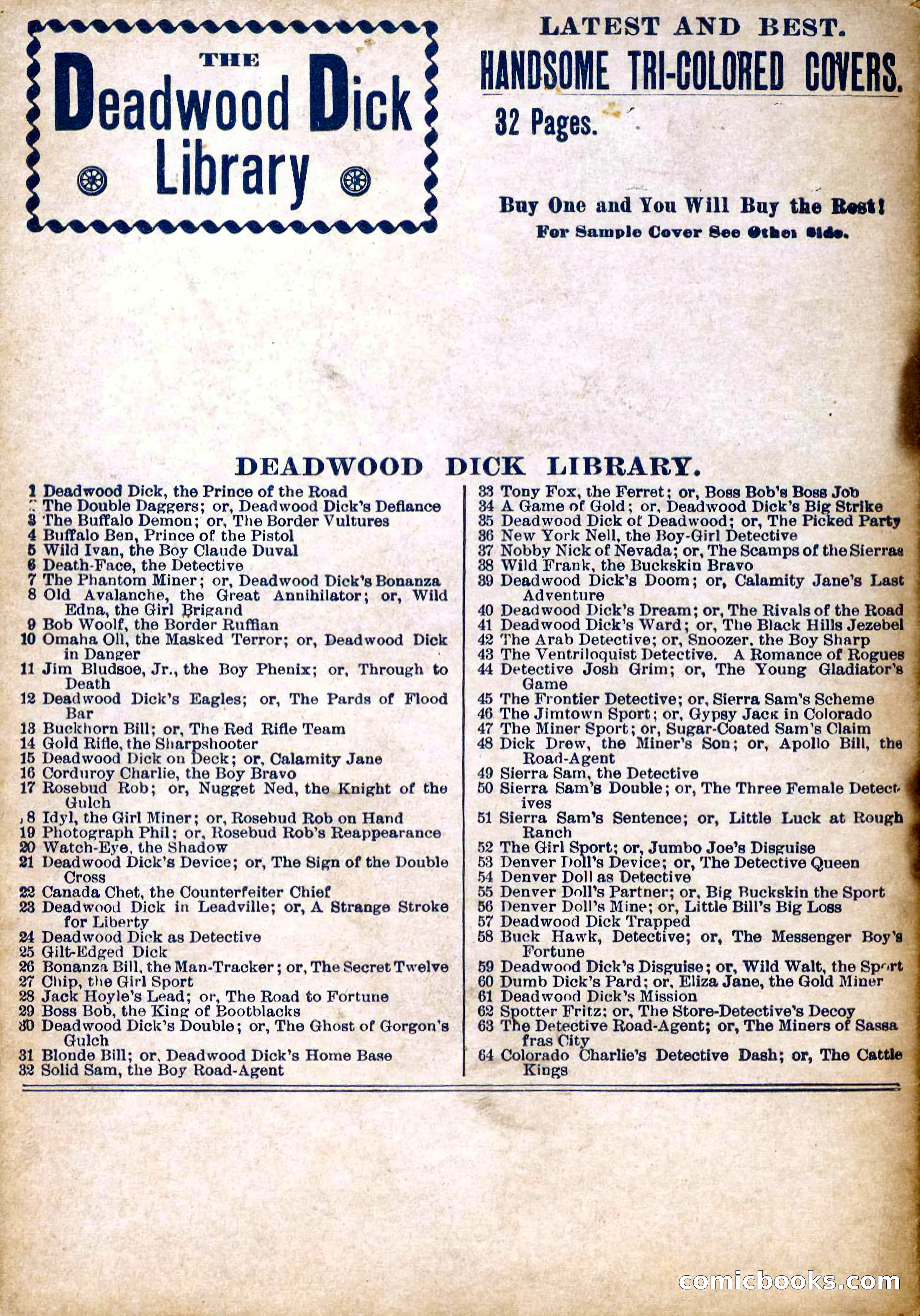 Deadwood Dick Library, Vol. 1, No. 12 — page 38 of 38