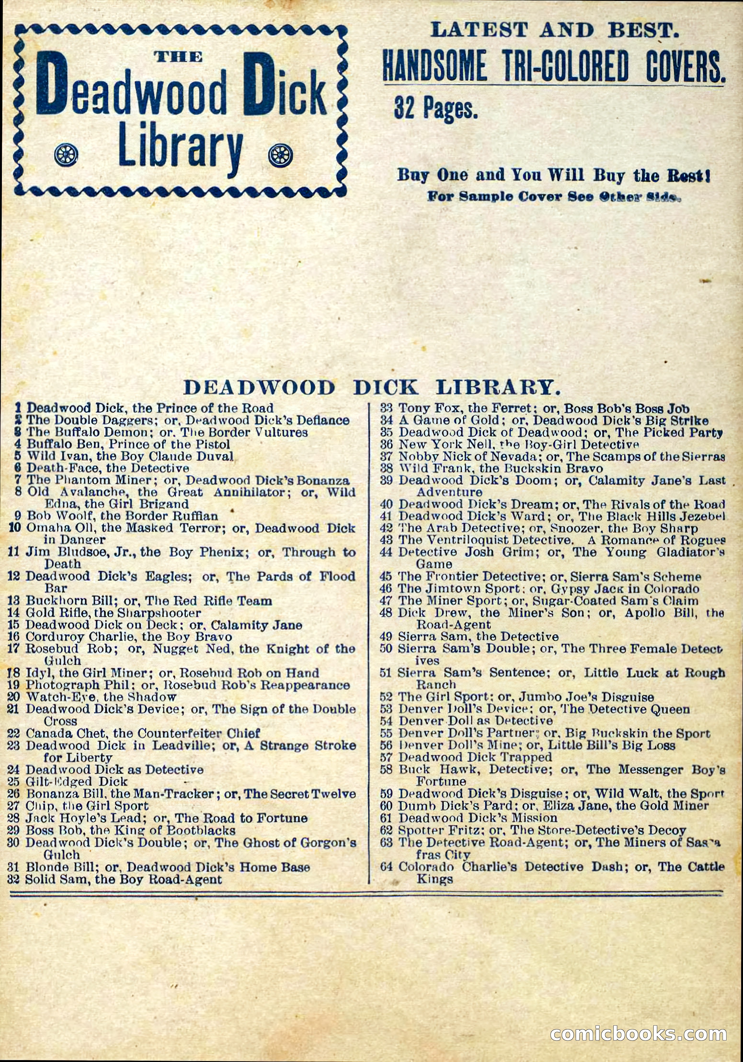 The Deadwood Dick Library, Vol. V, No. 55 — page 38 of 38