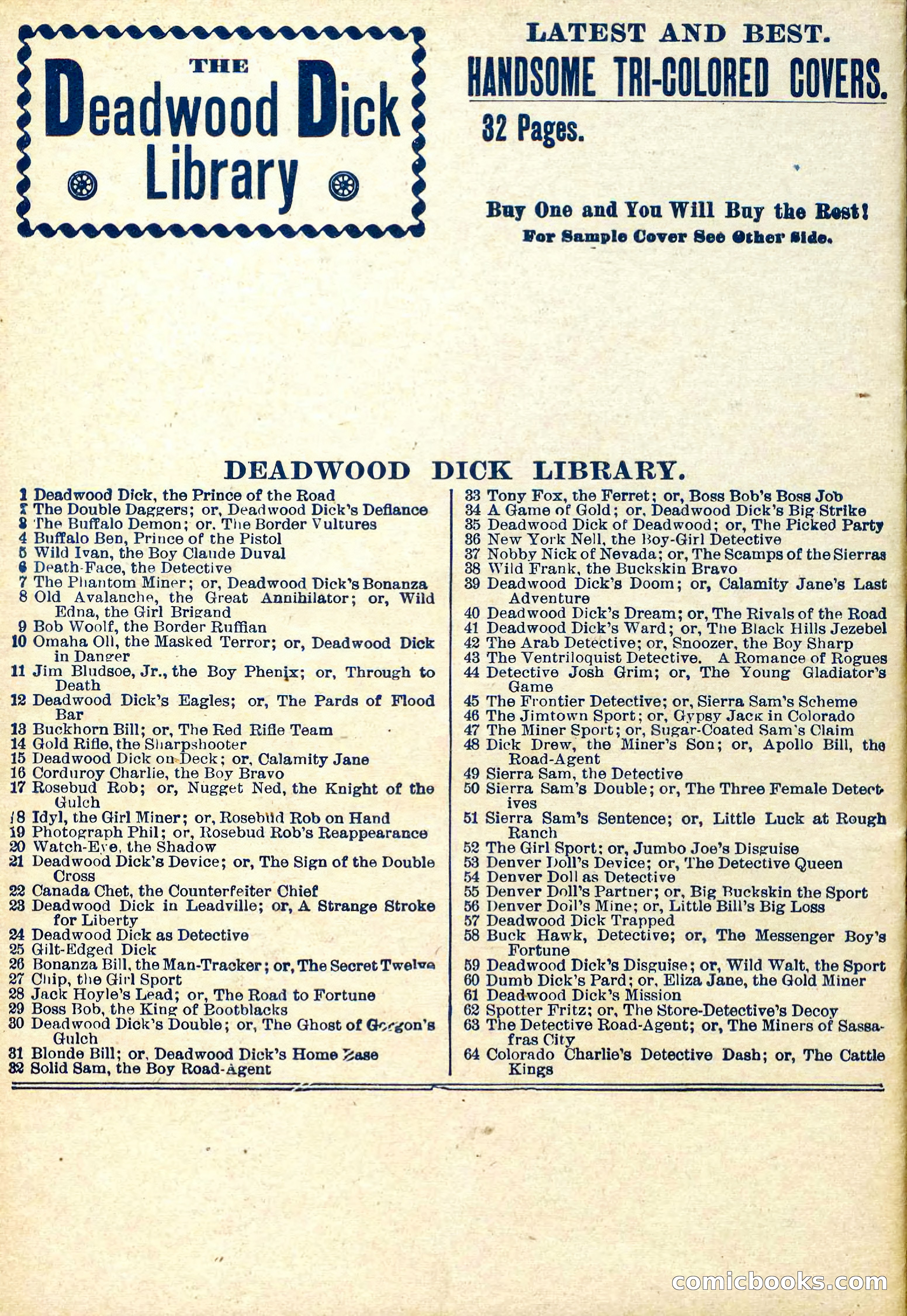 The Deadwood Dick Library, Vol. V, No. 62 — page 40 of 40