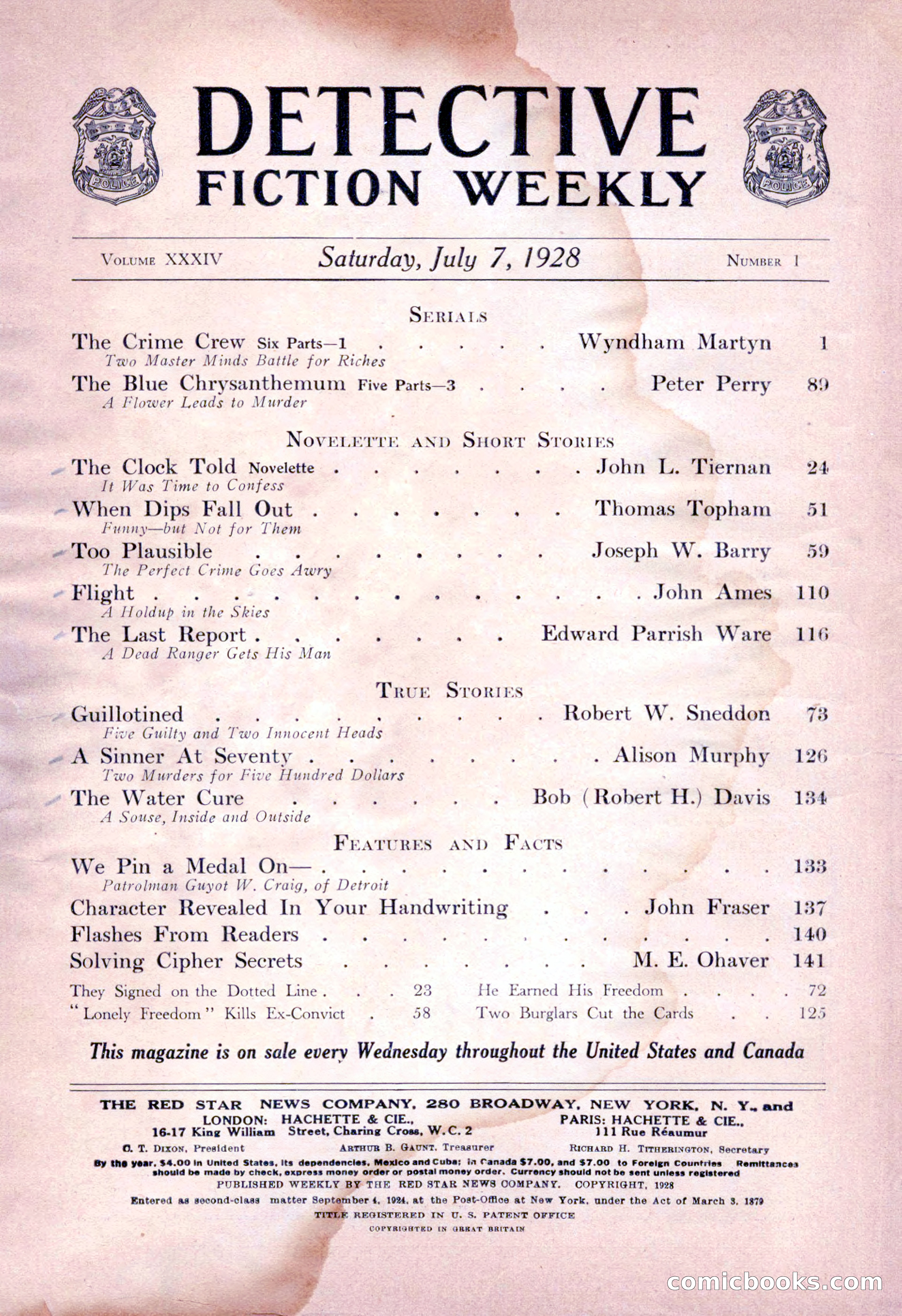 Detective Fiction Weekly, July 7, 1928 — page 4 of 156