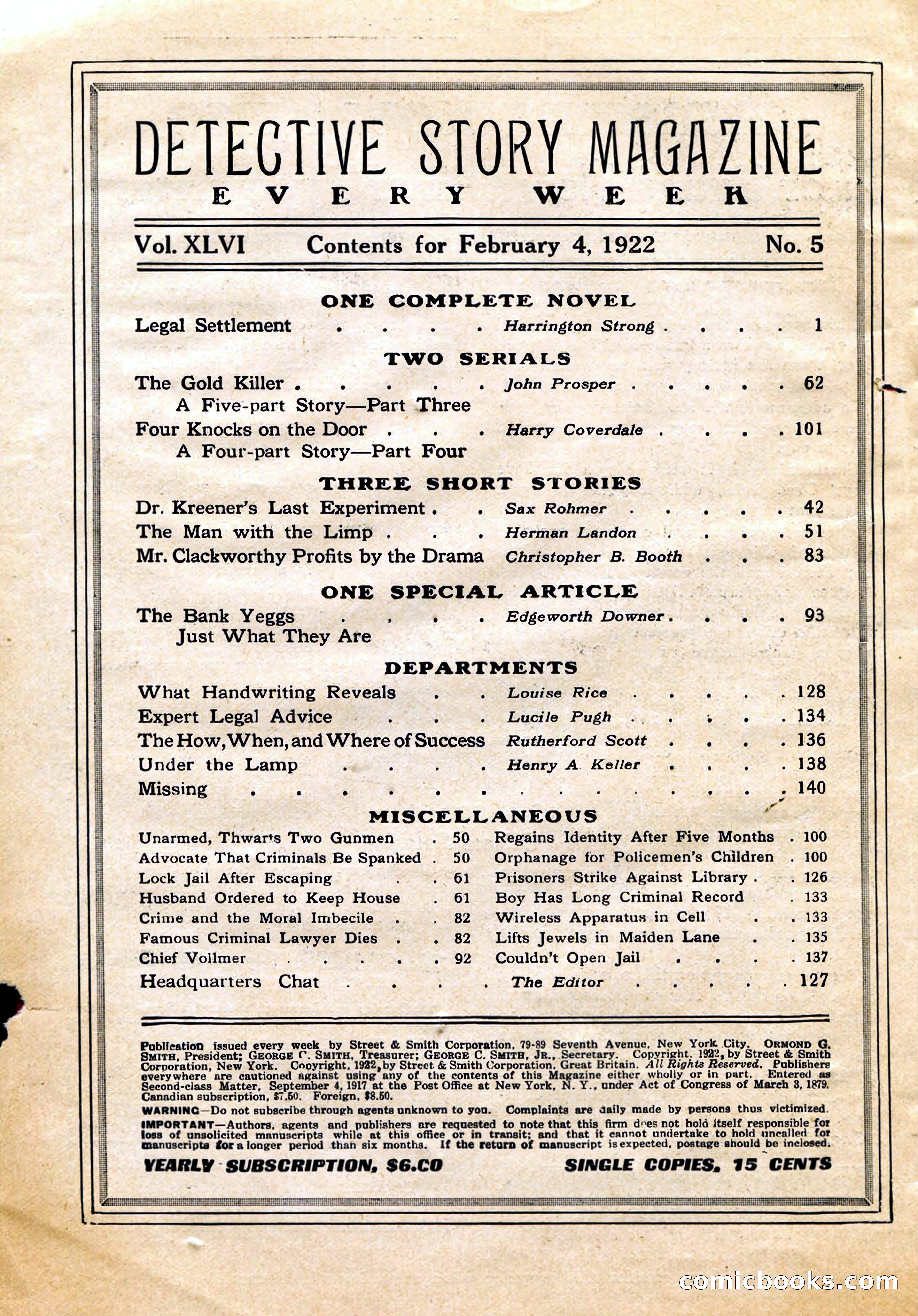 Detective Story Magazine, February 4, 1922 — page 4 of 164