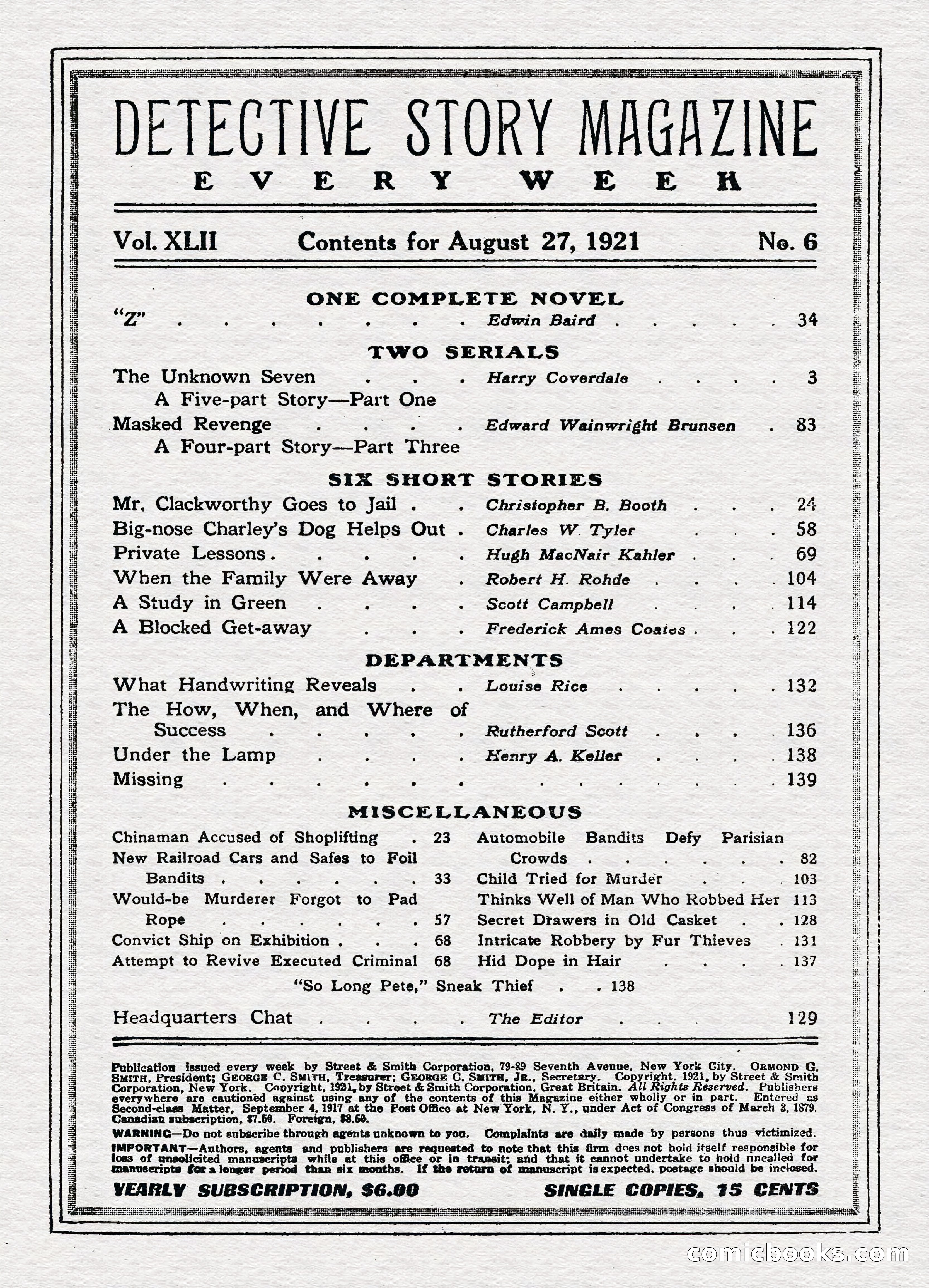 Detective Story Magazine, August 27, 1921 — page 3 of 149