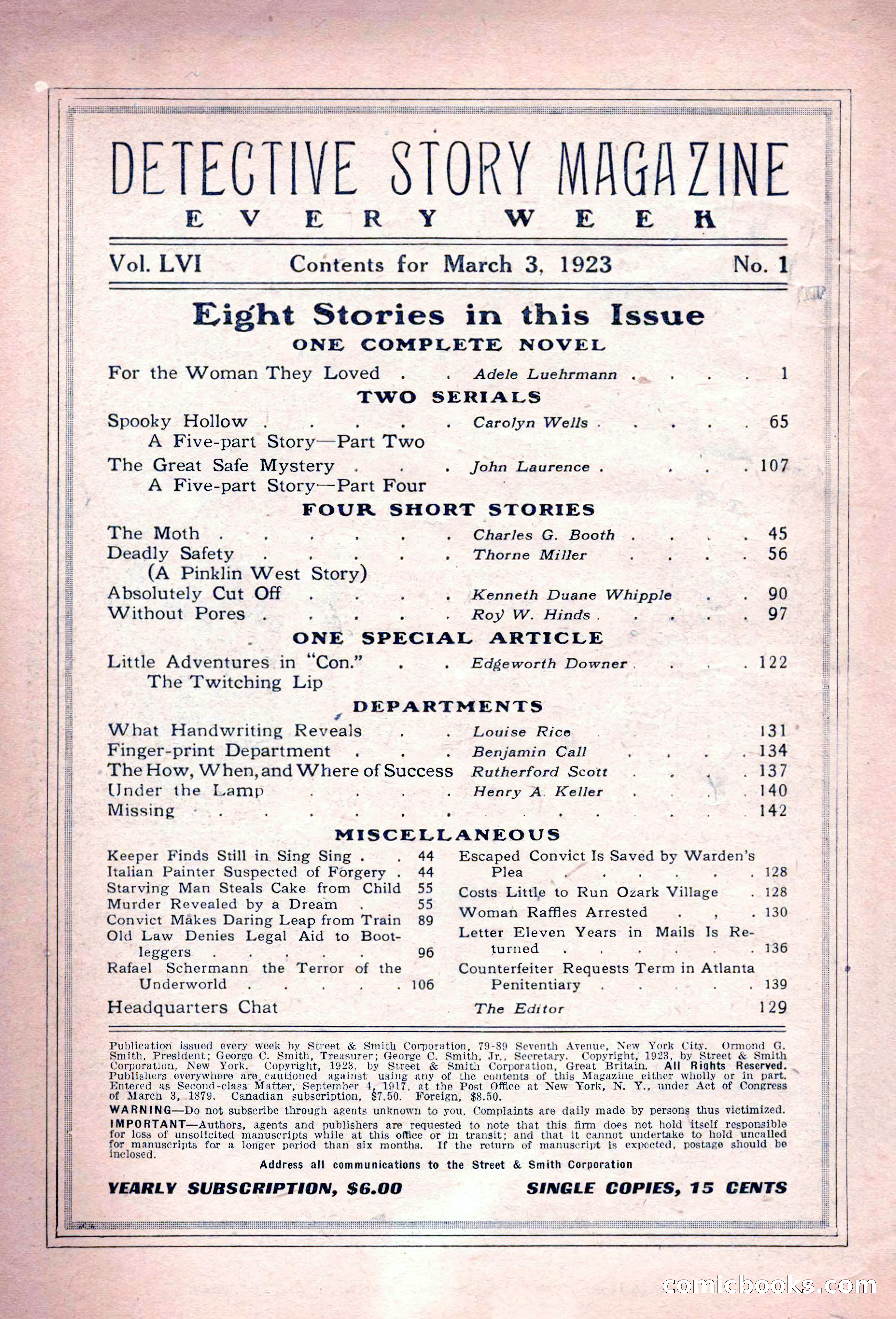 Detective Story Magazine, March 3, 1923 — page 4 of 172