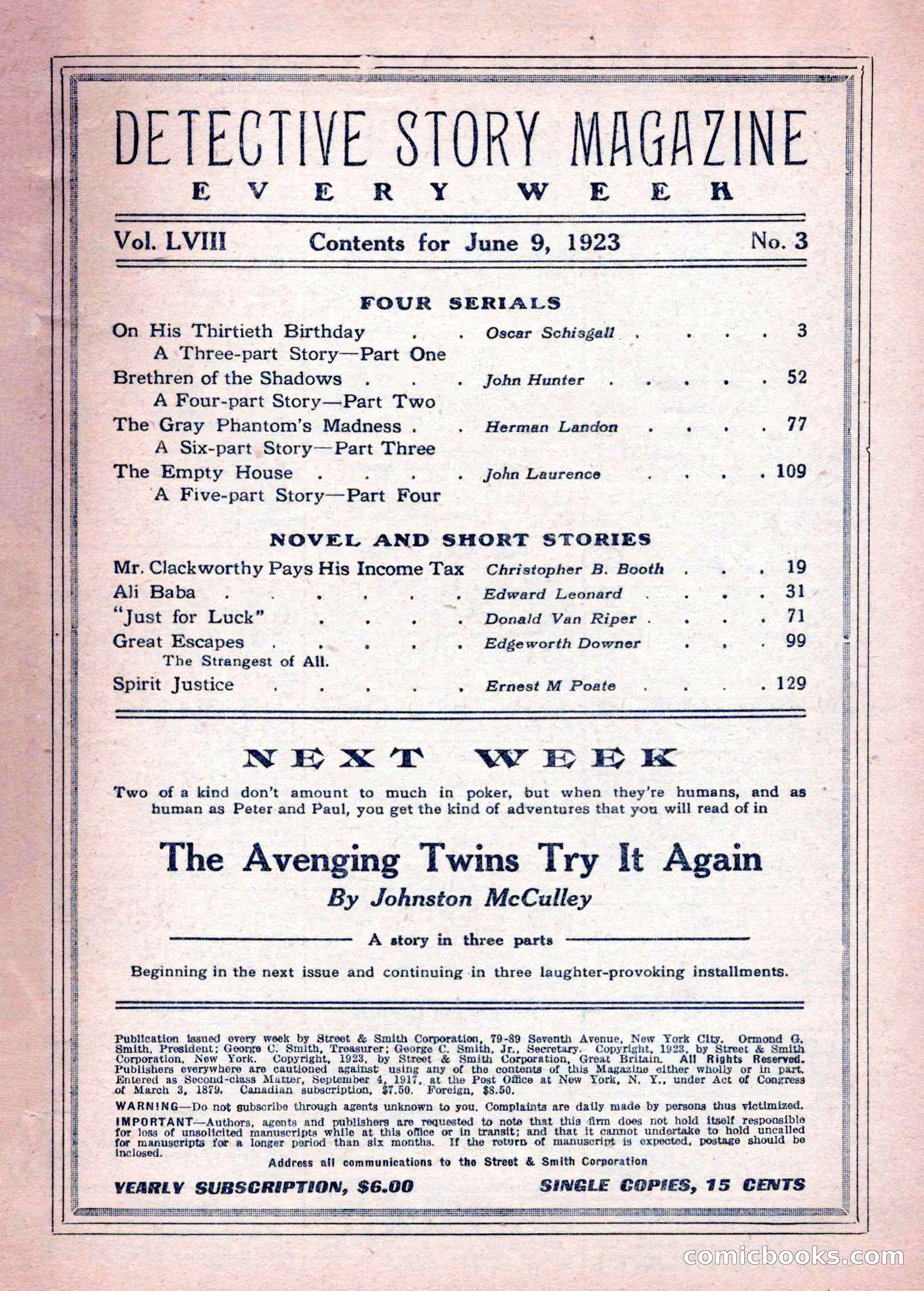 Detective Story Magazine, June 9, 1923 — page 3 of 148