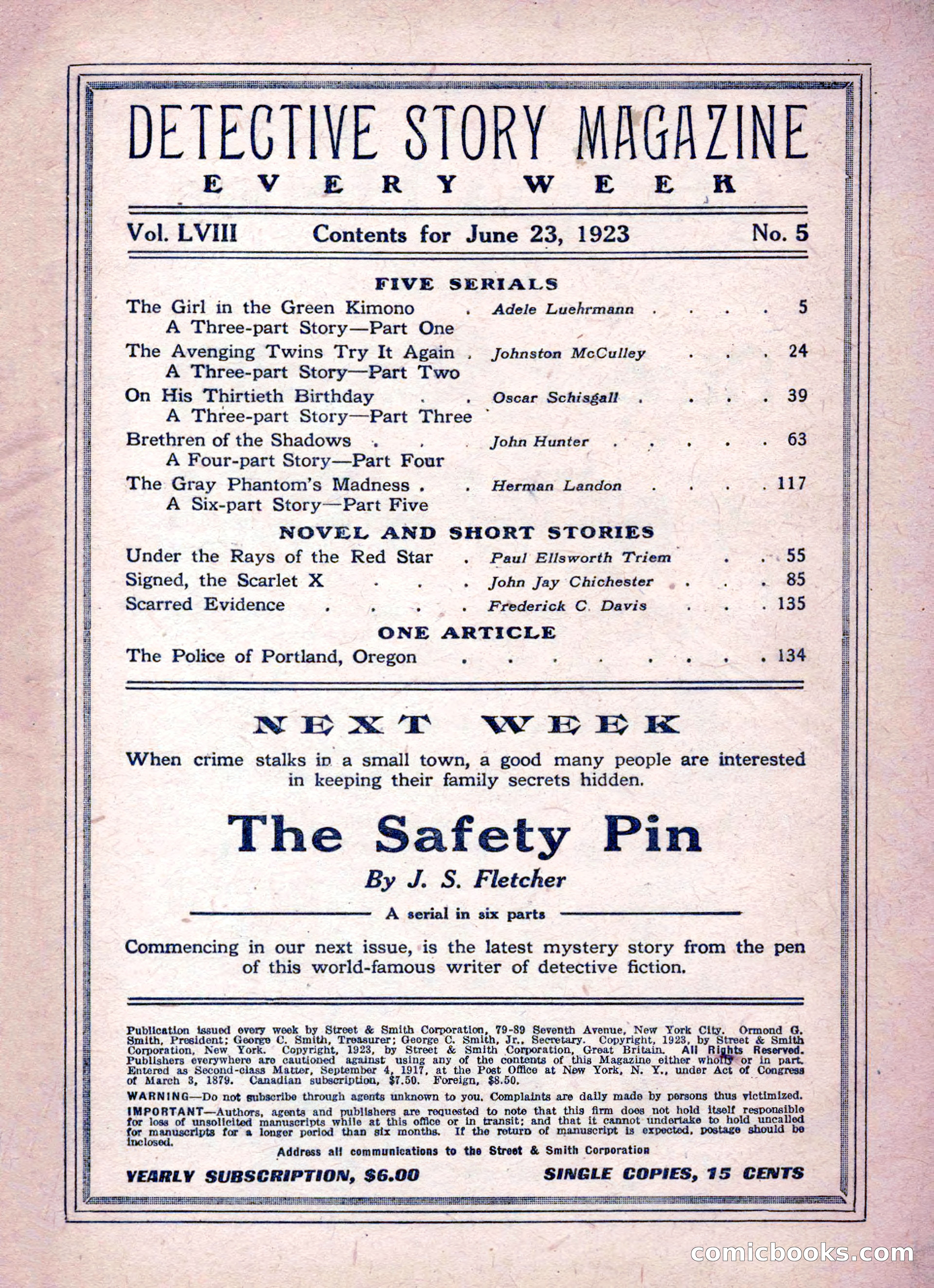 Detective Story Magazine, June 23, 1923 — page 3 of 148