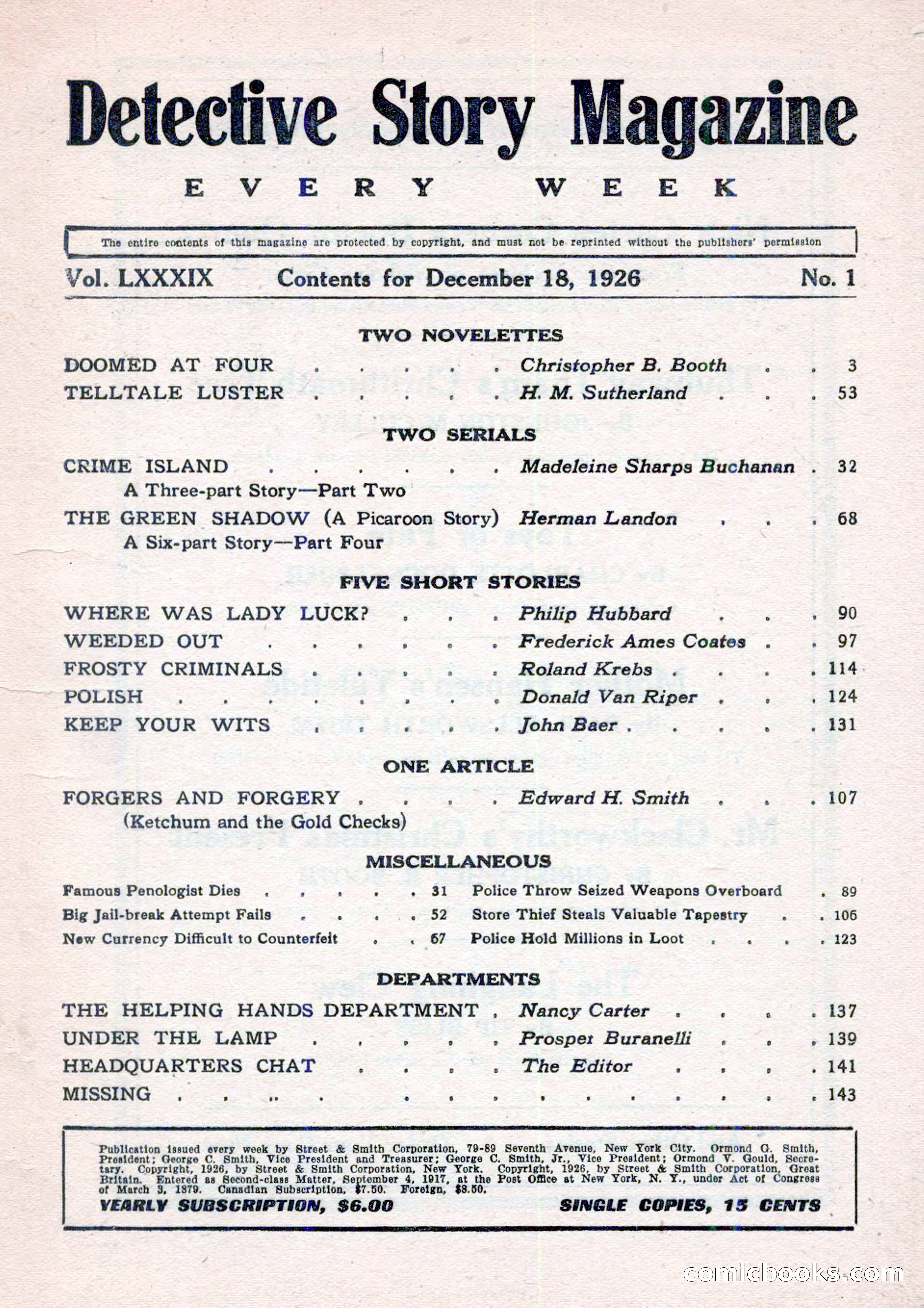 Detective Story Magazine, December 18, 1926 — page 3 of 148