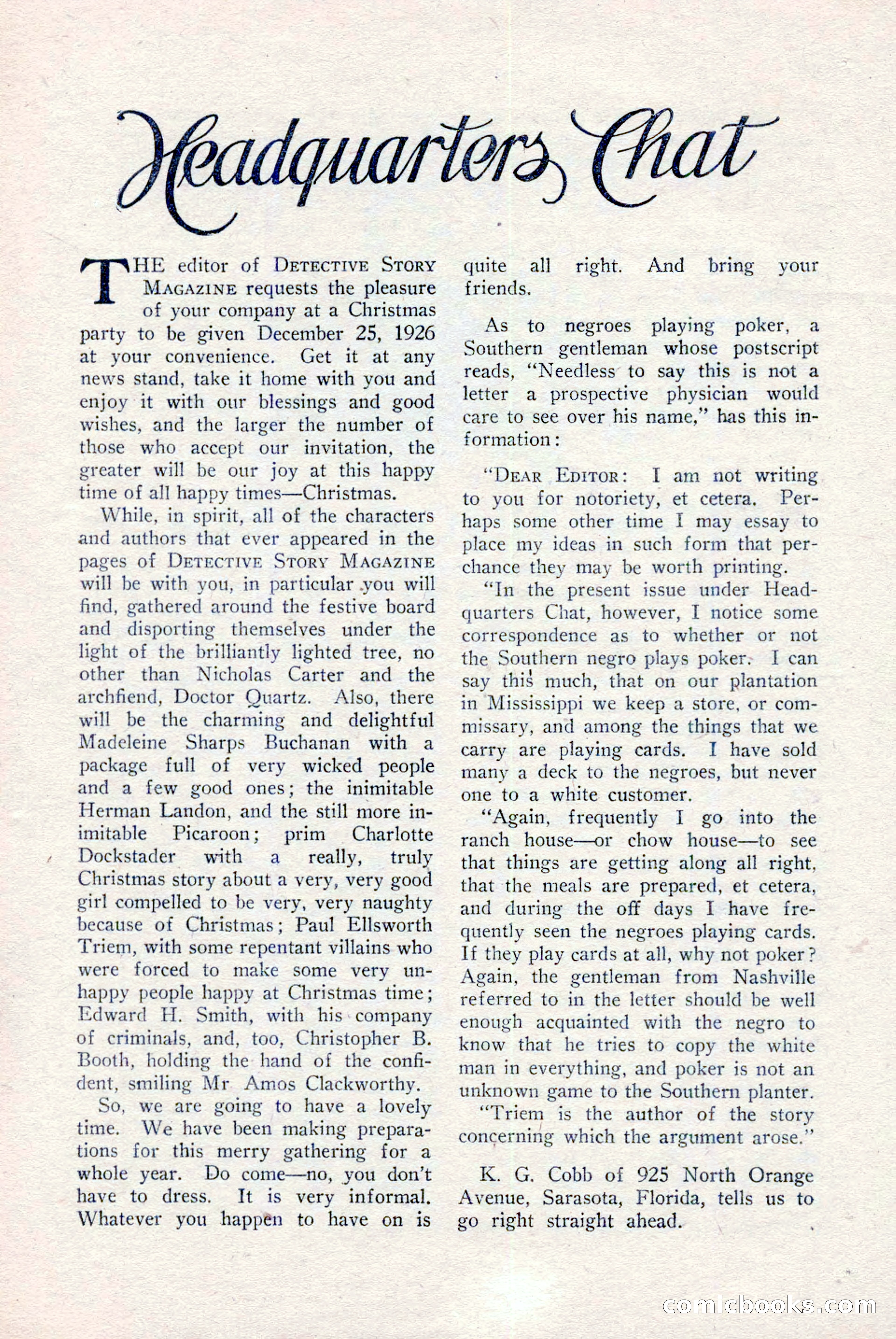 Detective Story Magazine, December 18, 1926 — page 143 of 148