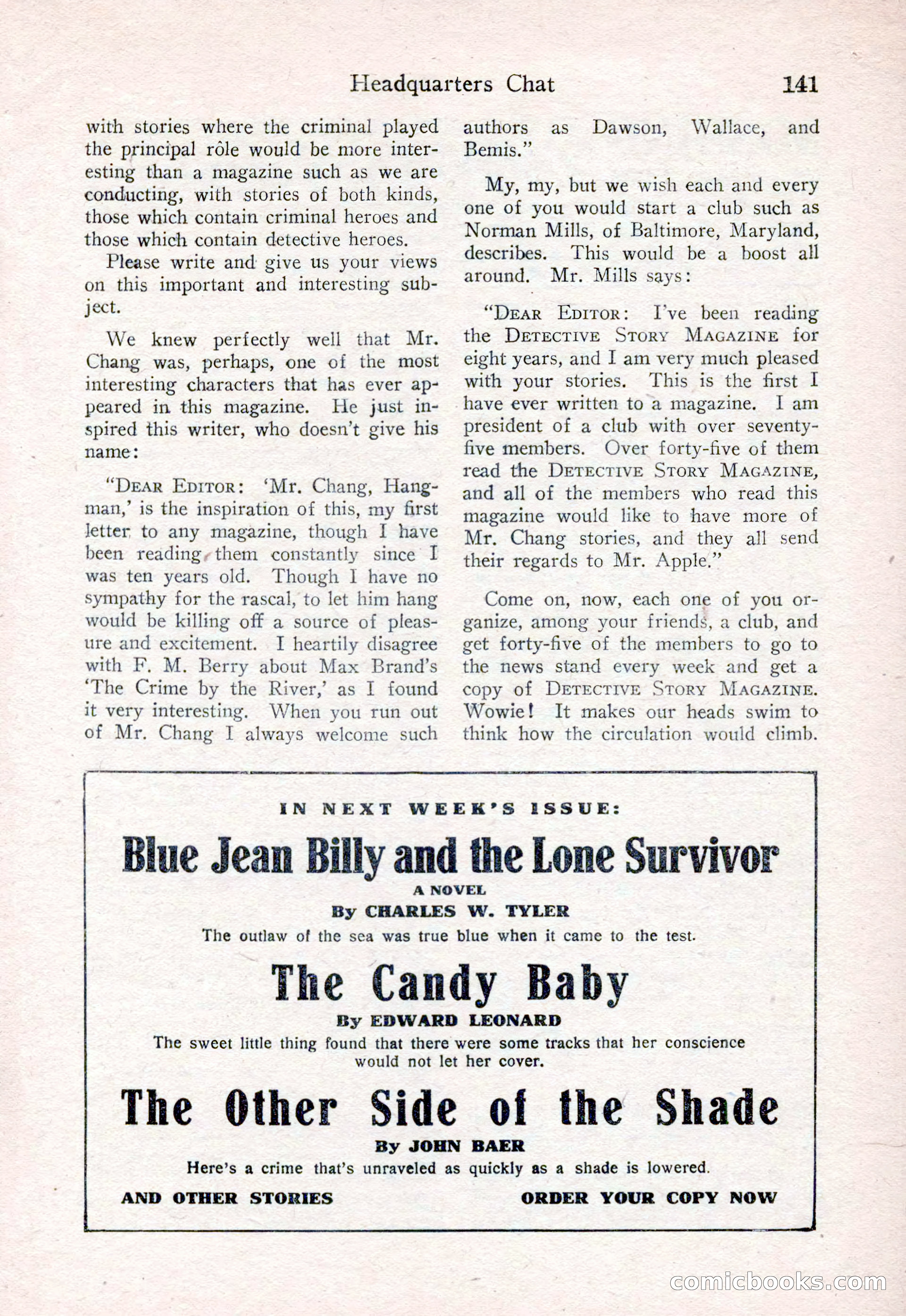 Detective Story Magazine, August 15, 1925 — page 143 of 148