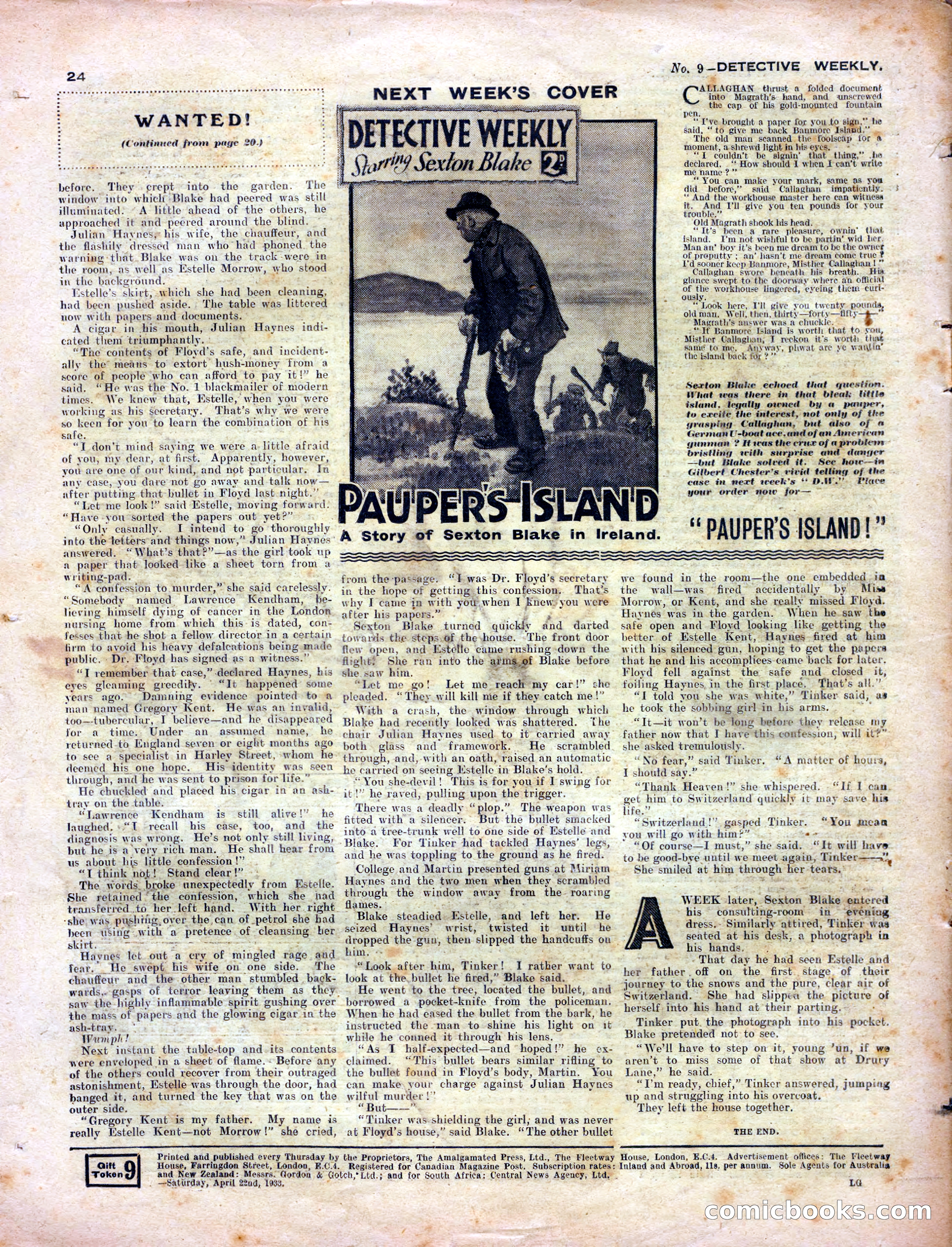 Detective Weekly No. 9 — page 24 of 24