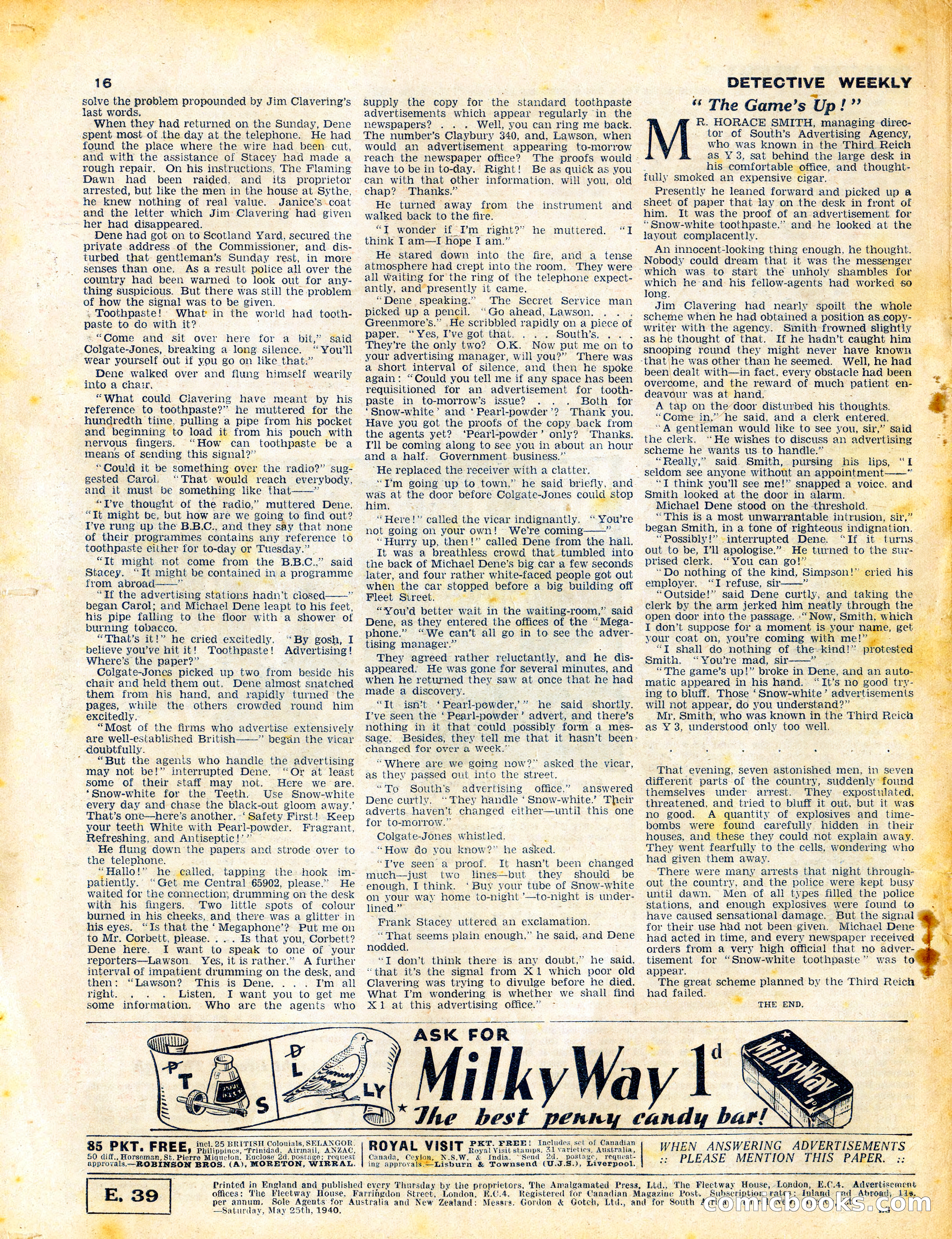 Detective Weekly #379 — page 16 of 16