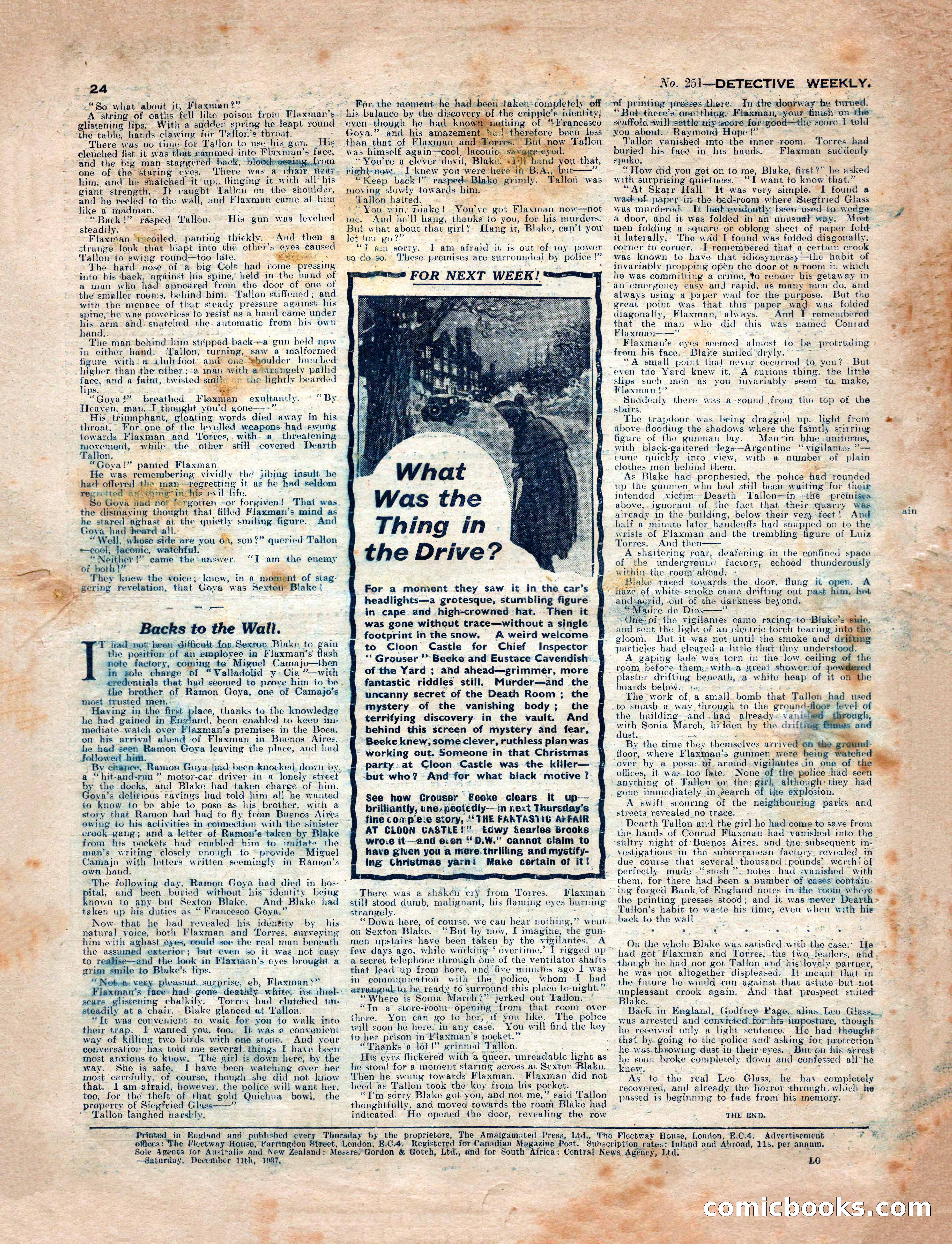 Detective Weekly No. 251 — page 24 of 24