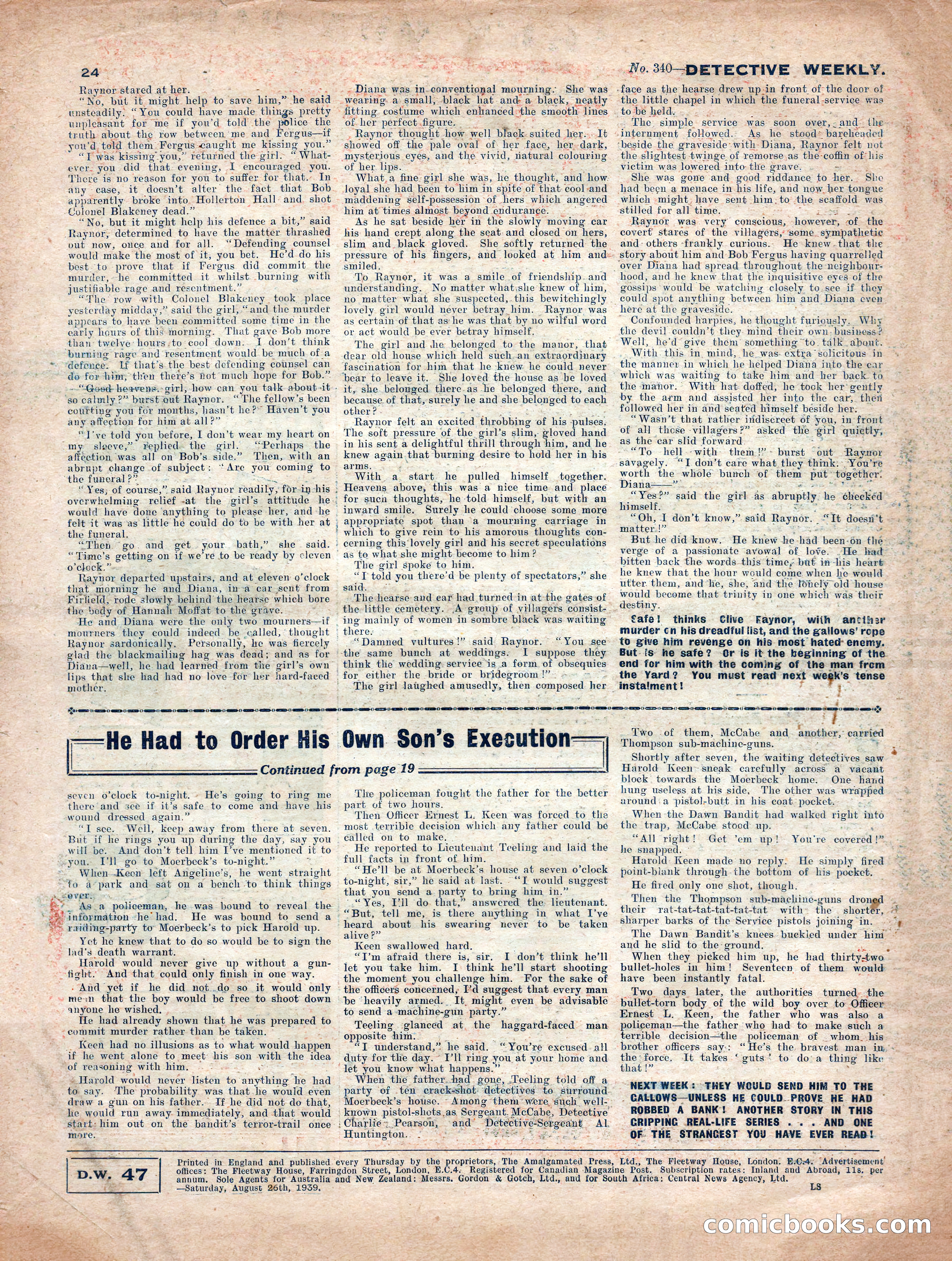 Detective Weekly No. 340 — page 24 of 24