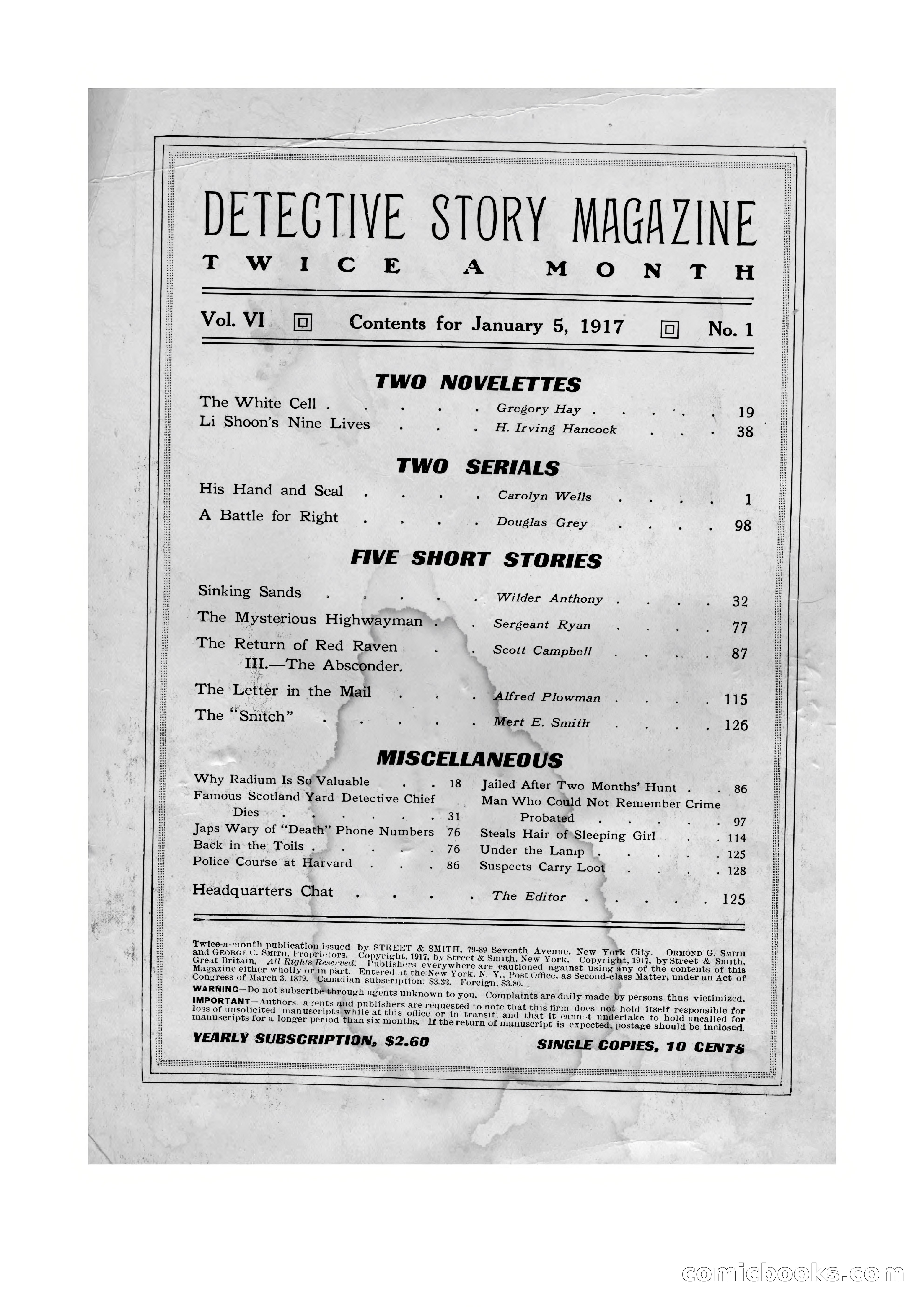 Detective Story Magazine, Vol. VI, No. 1 — page 2 of 132