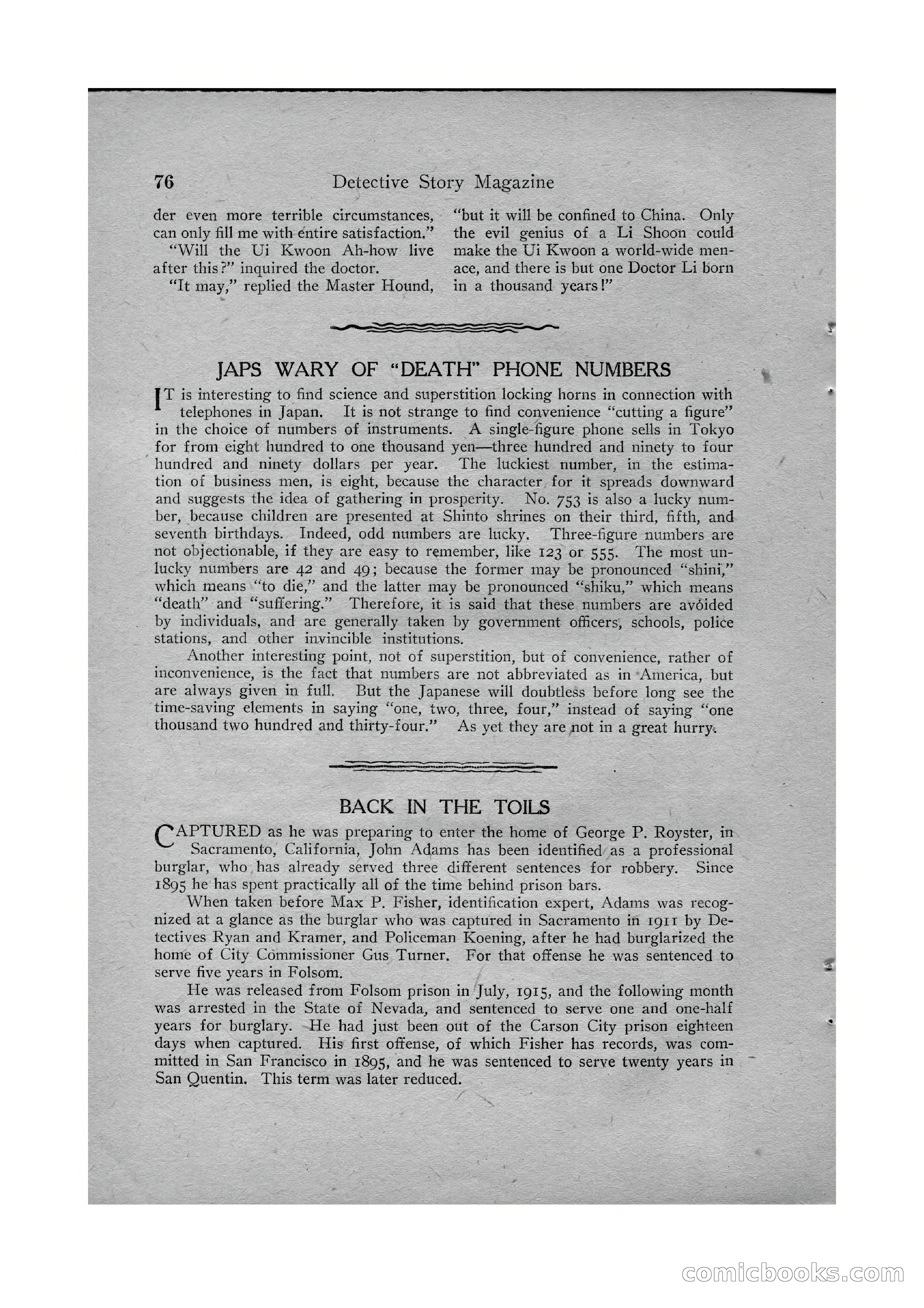Detective Story Magazine, Vol. VI, No. 1 — page 78 of 132