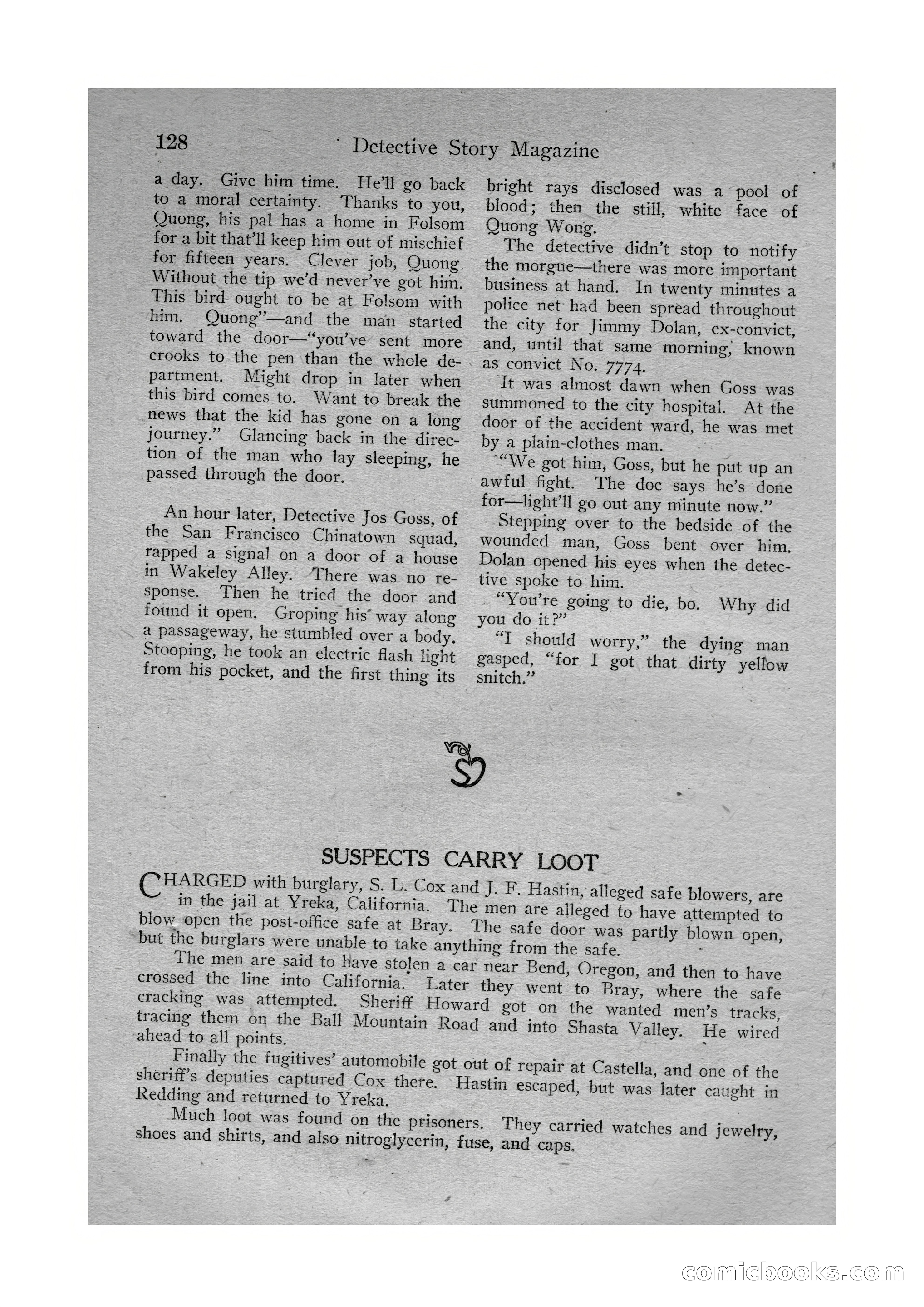 Detective Story Magazine, Vol. VI, No. 1 — page 130 of 132