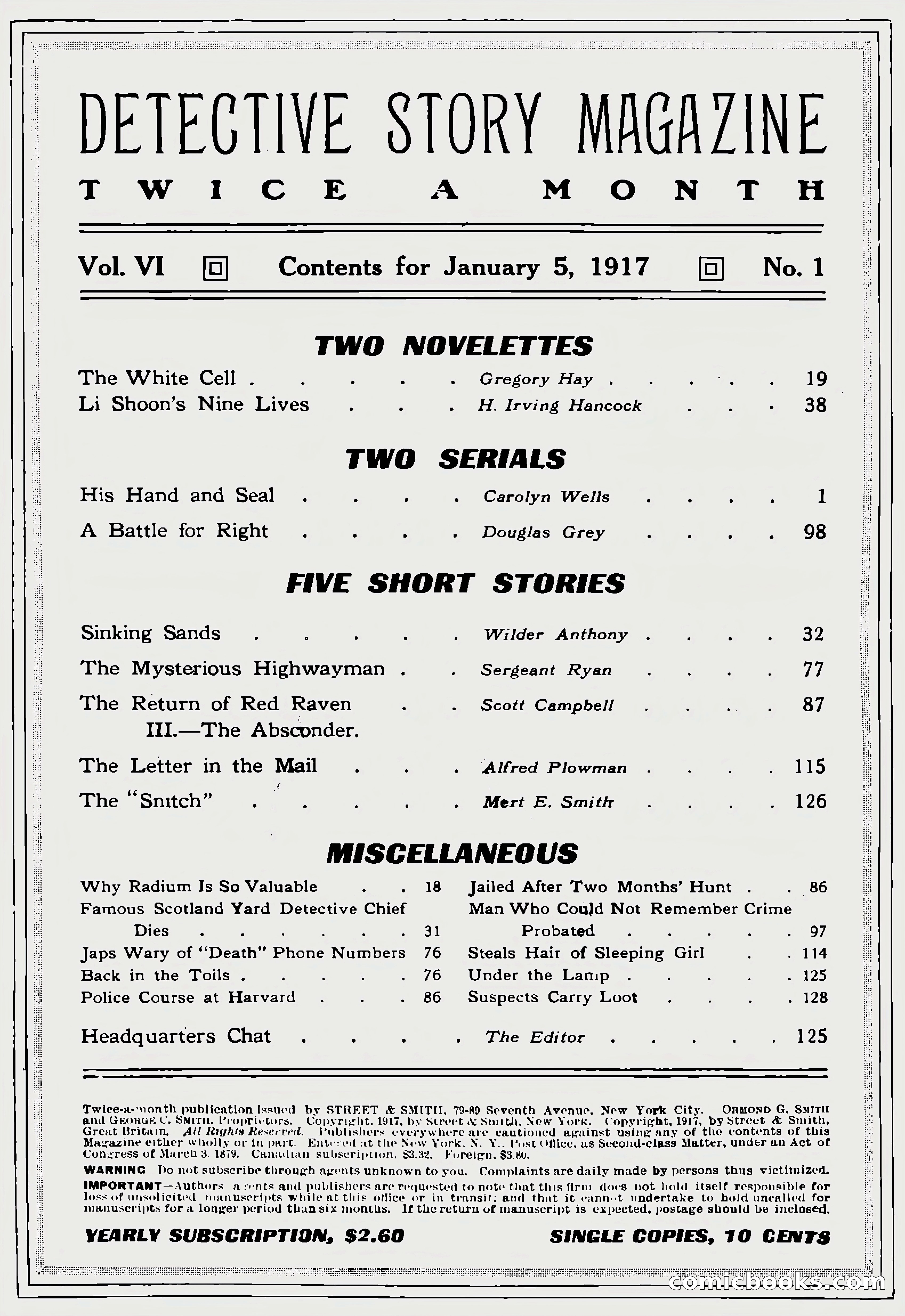 Detective Story Magazine, Vol. 6, No. 1 — page 2 of 132