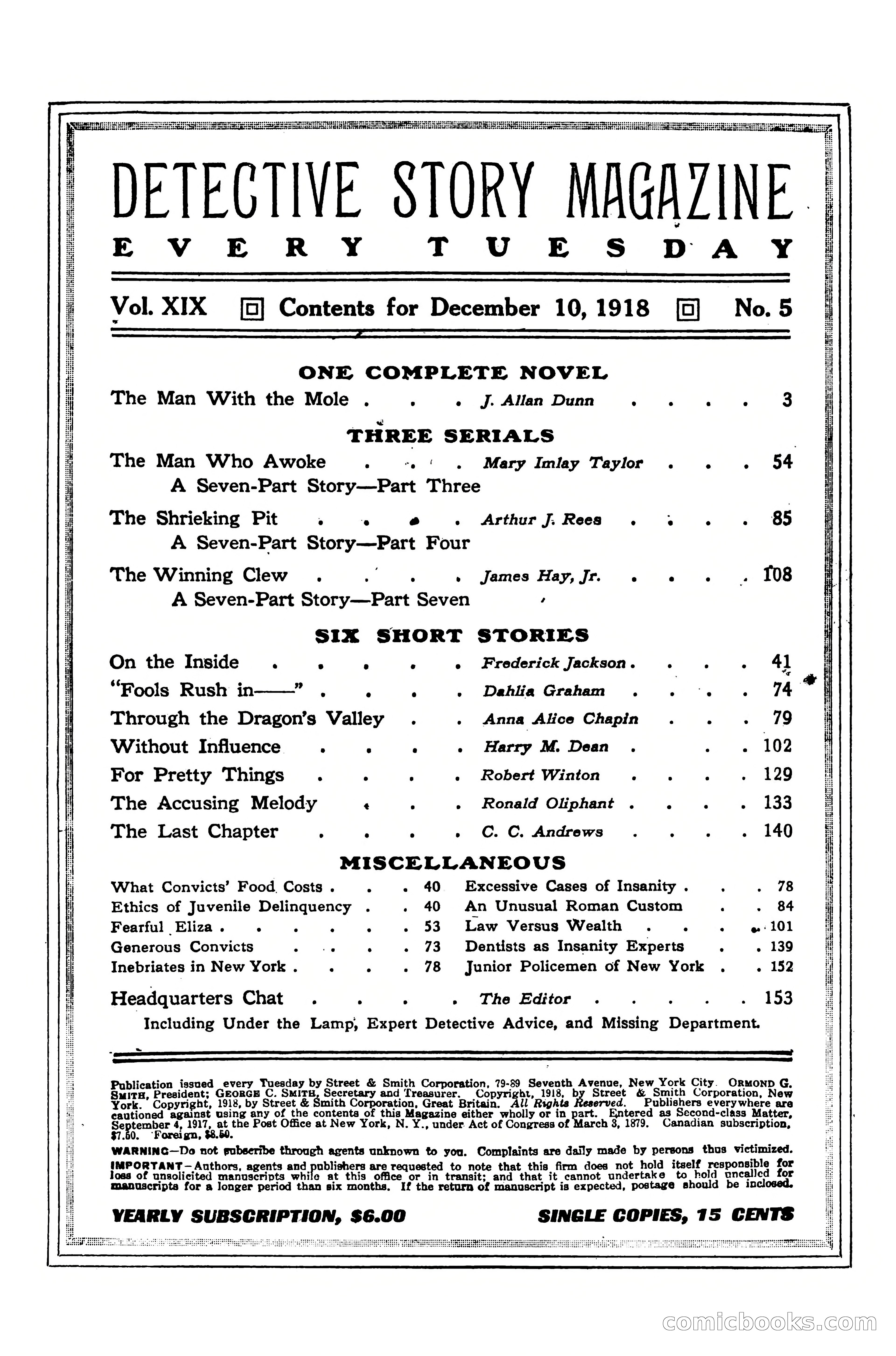 Detective Story Magazine, December 10, 1918 — page 3 of 164