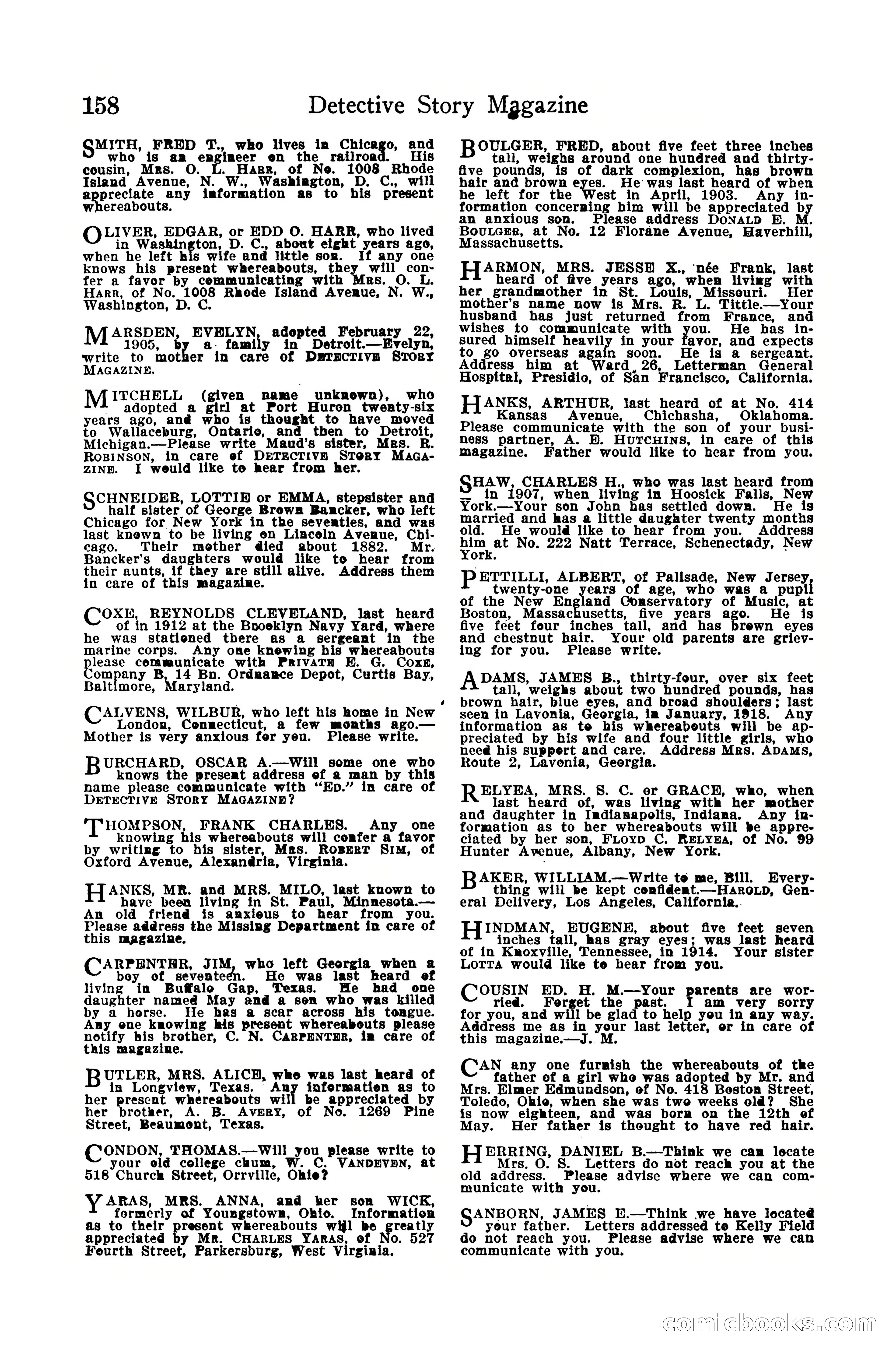 Detective Story Magazine, December 10, 1918 — page 160 of 164