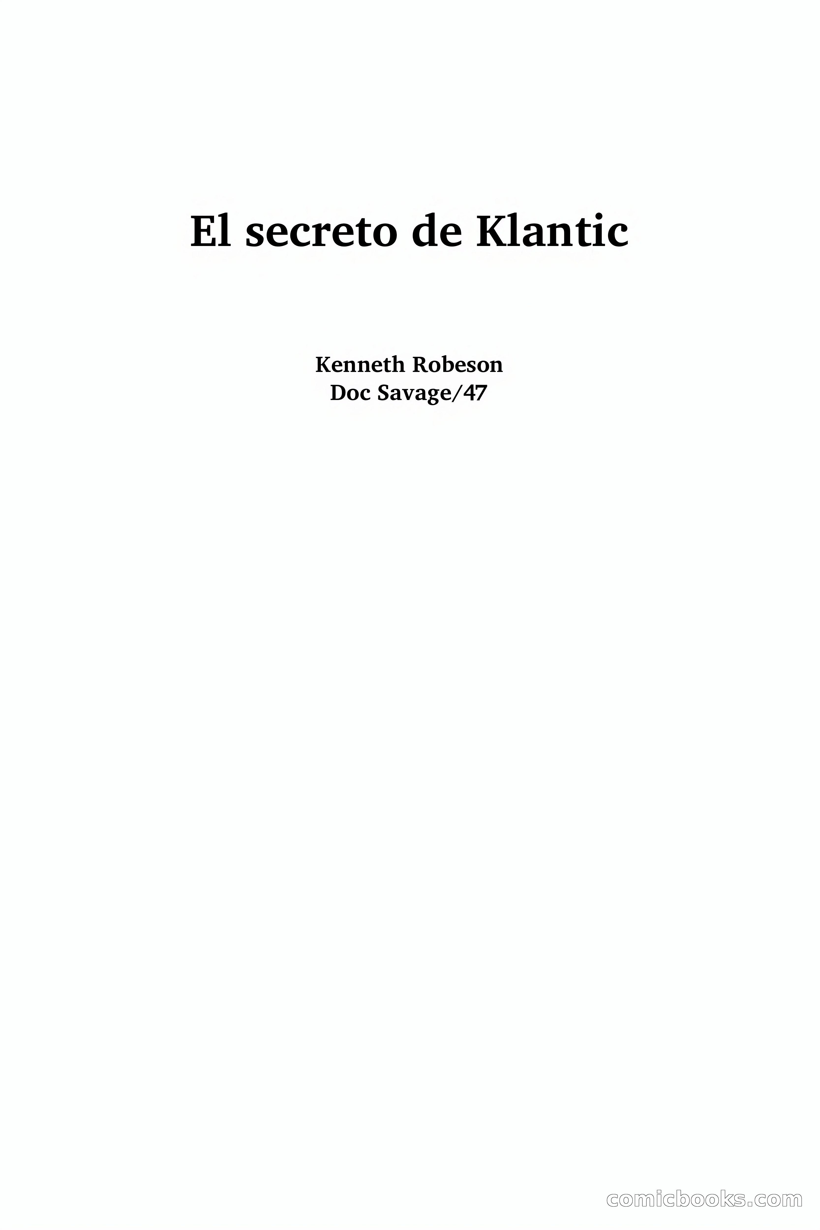 Doc Savage: El secreto de Klantic — page 2 of 140