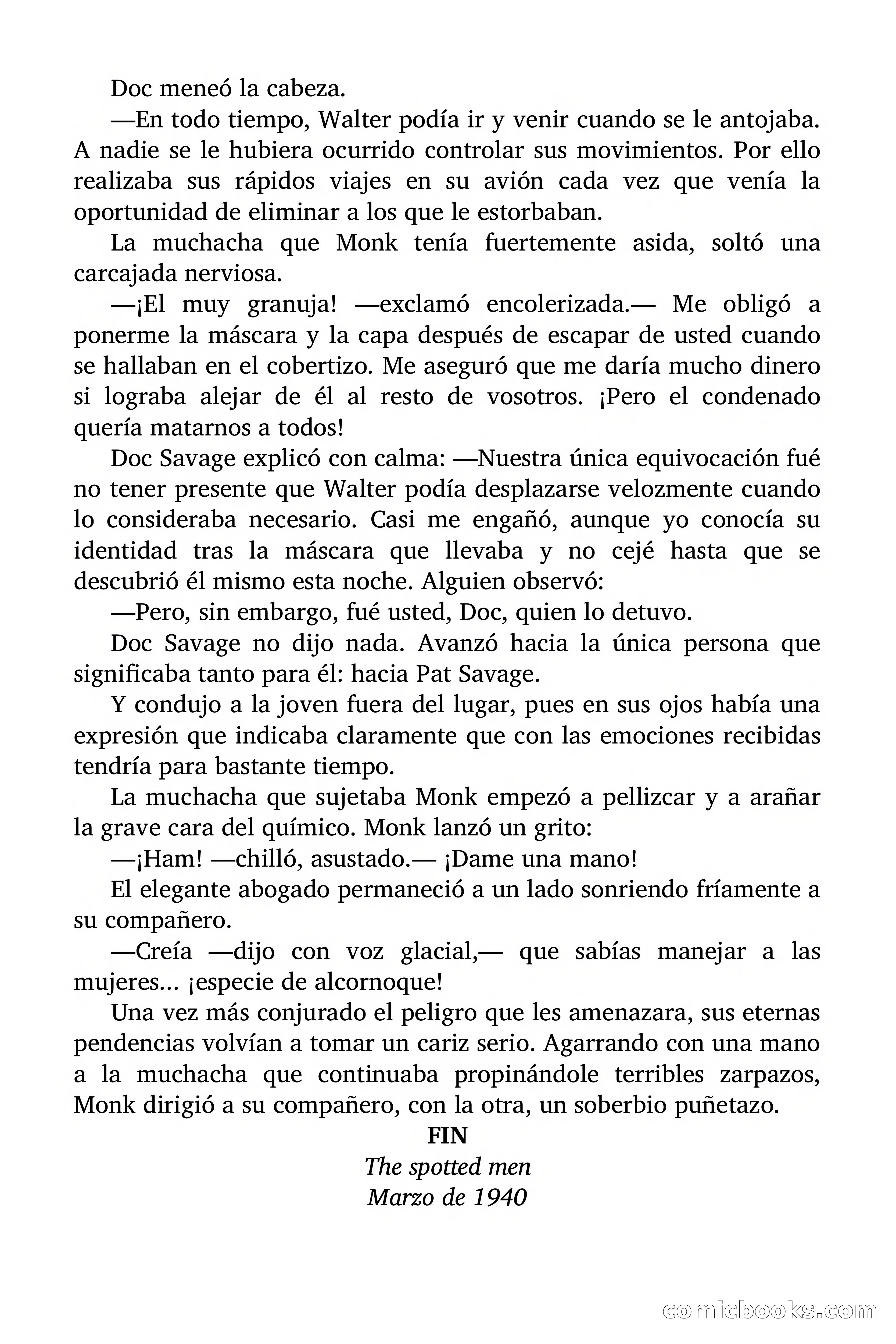 Doc Savage: Los Hombres Moteados — page 122 of 122