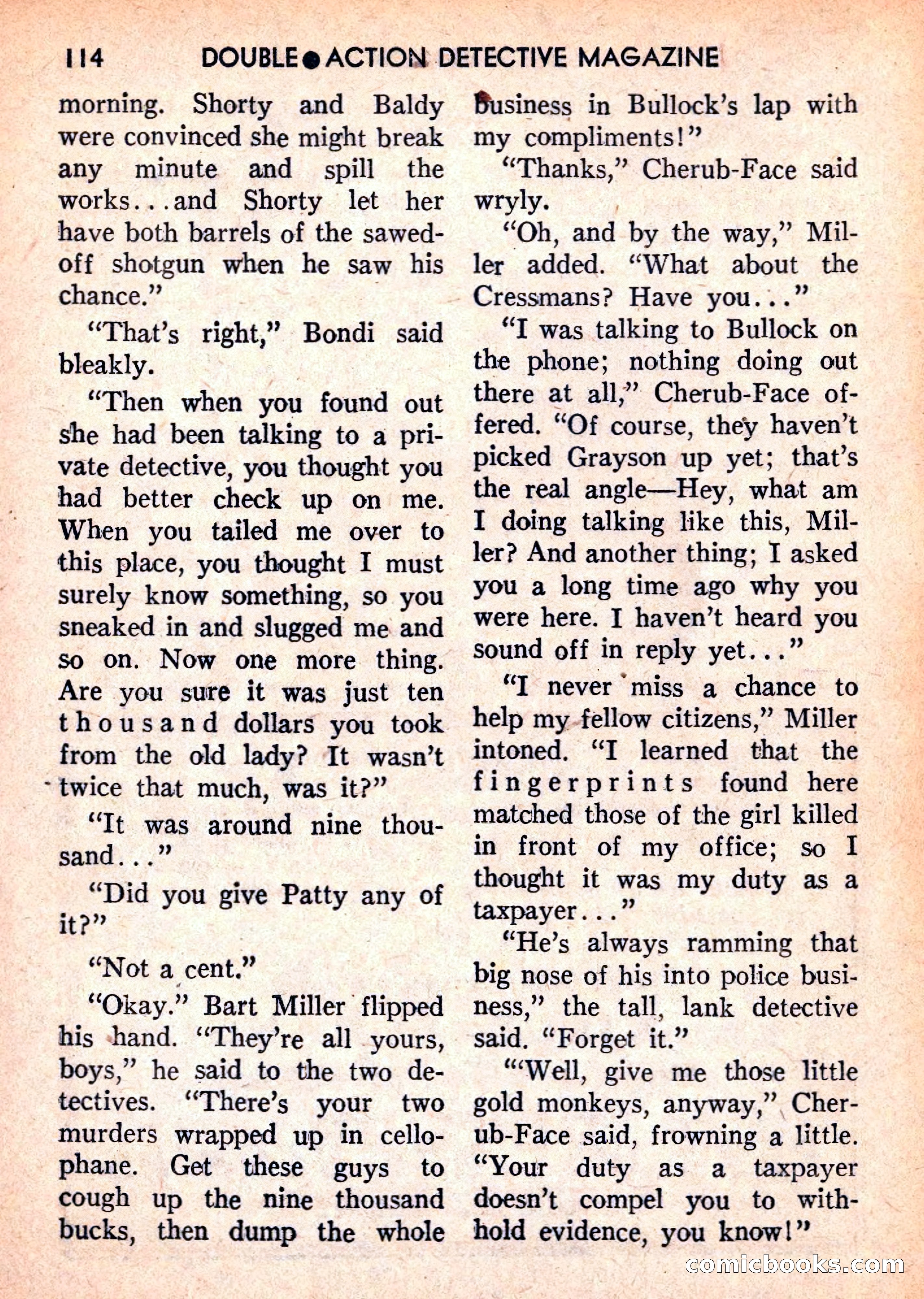 Double Action Detective Magazine, September 1959 — page 114 of 132