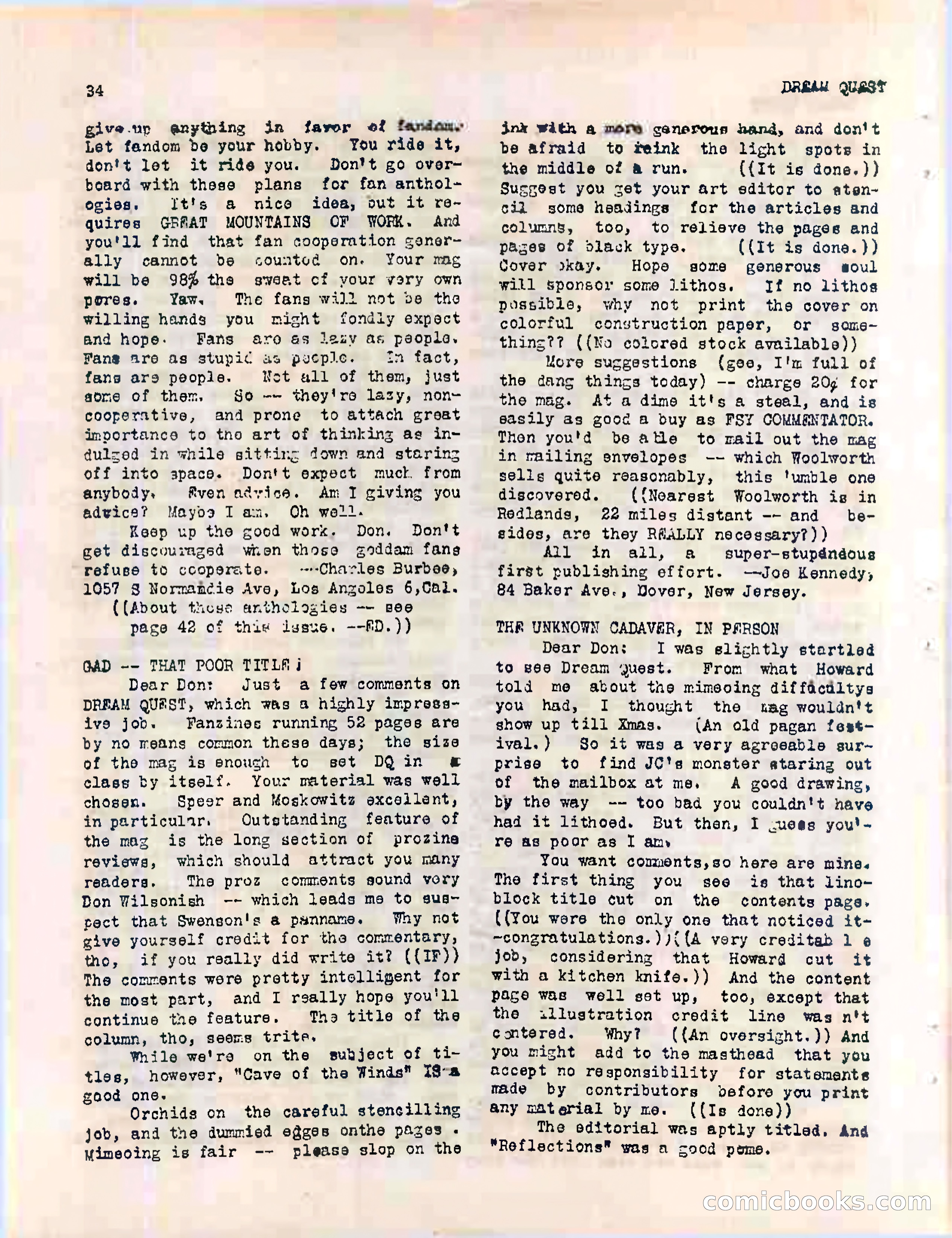 Dream Quest, Vol. 1, No. 2 — page 36 of 44