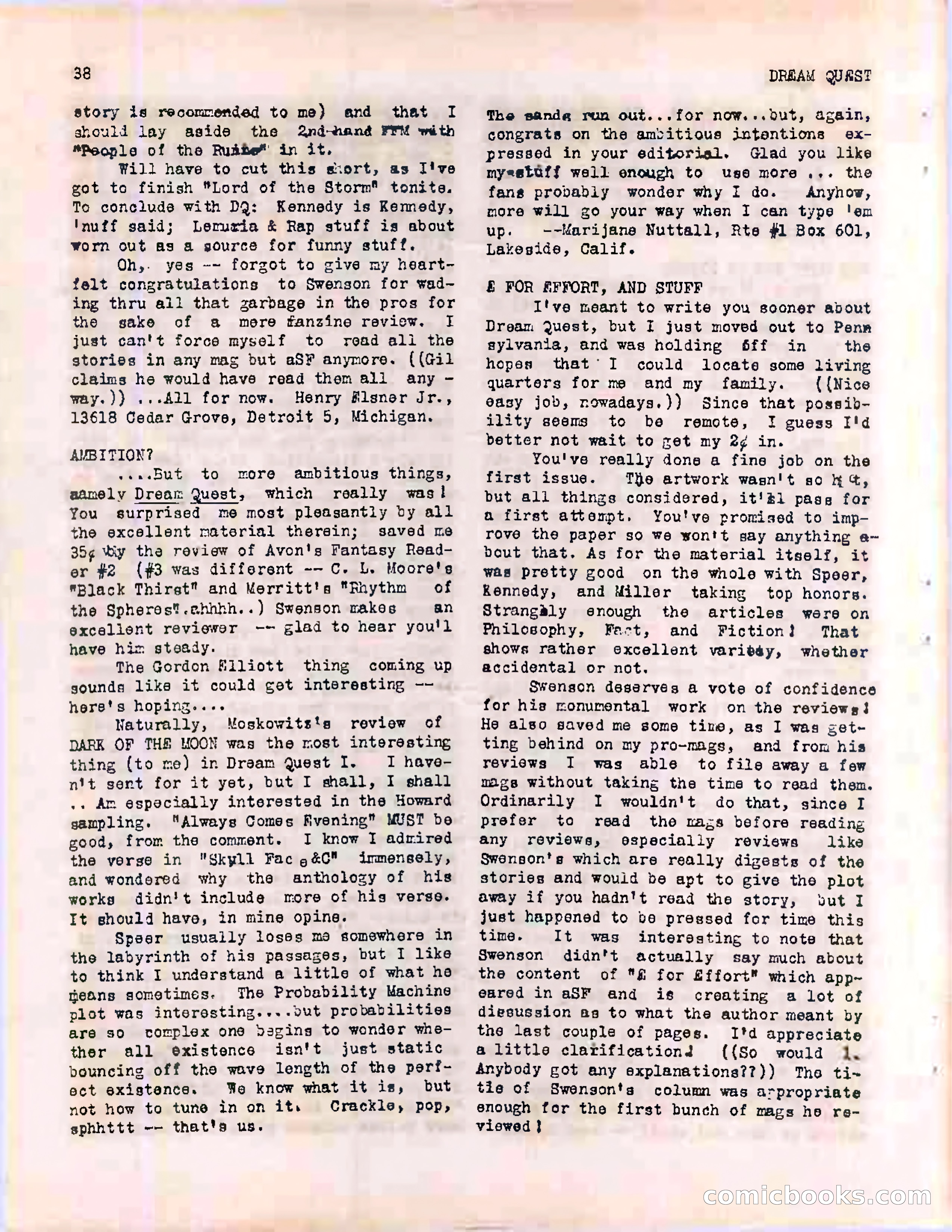 Dream Quest, Vol. 1, No. 2 — page 40 of 44