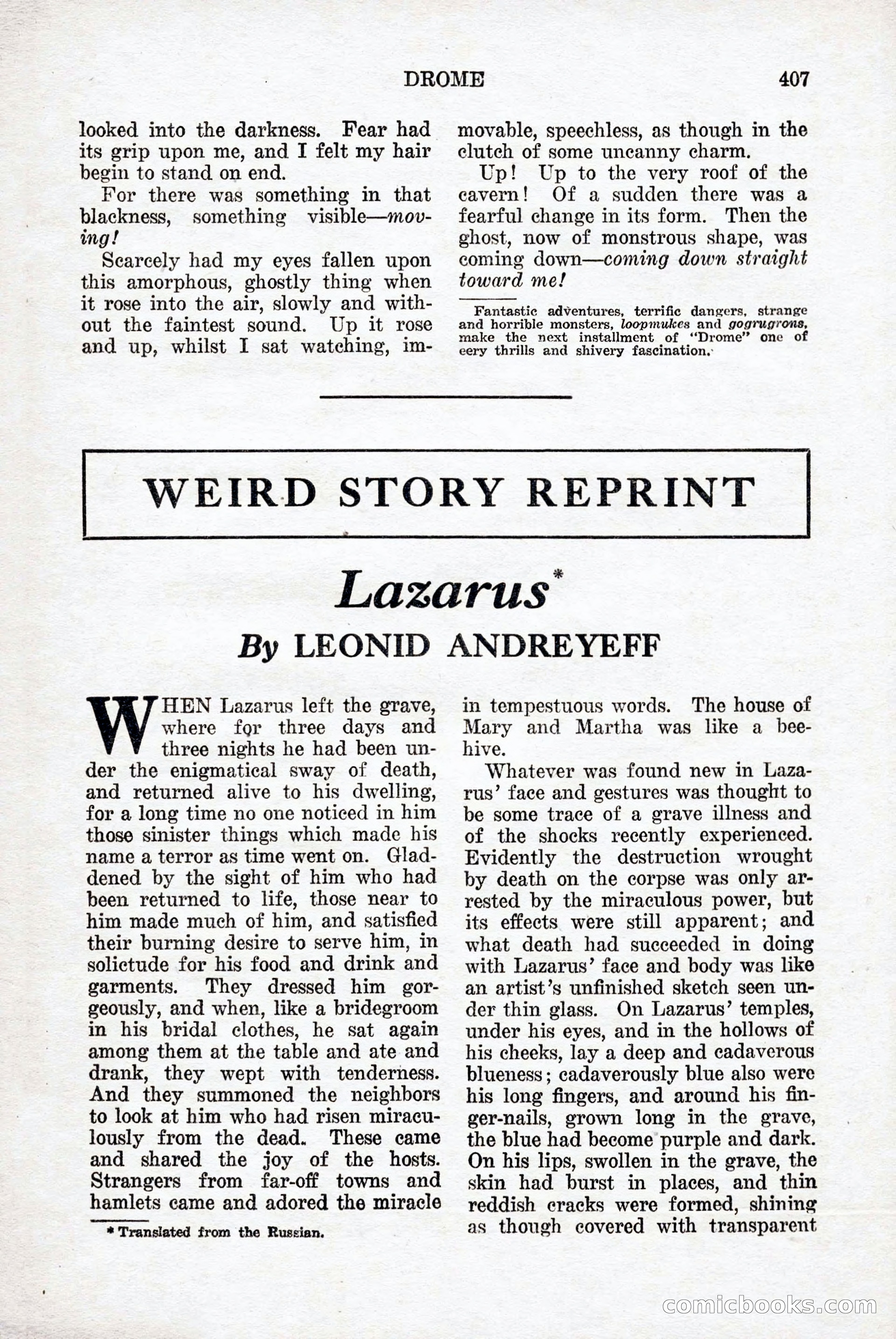 Weird Tales: "Drome" by John Martin Leahy — page 73 of 110