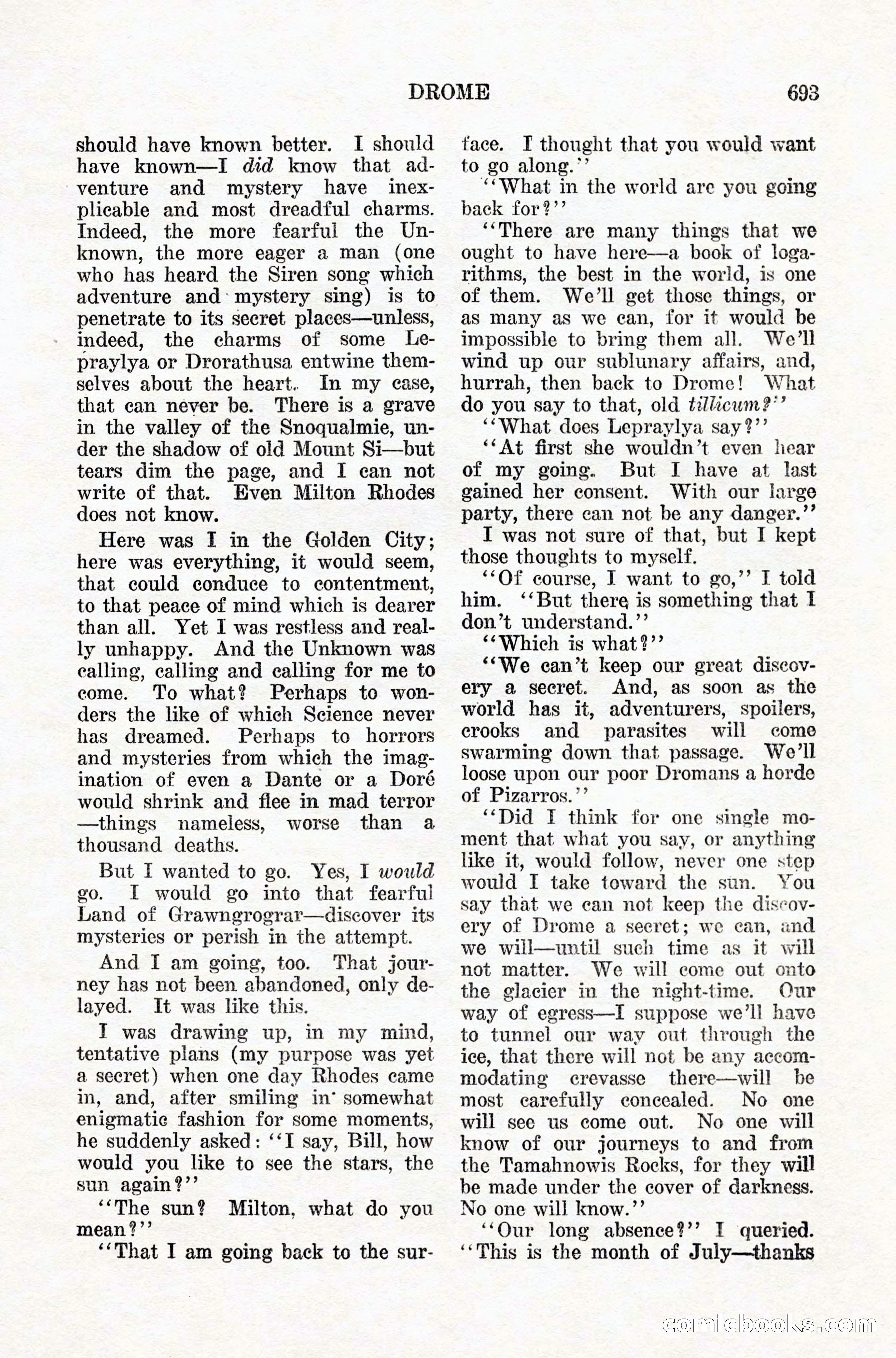 Weird Tales: "Drome" by John Martin Leahy — page 109 of 110
