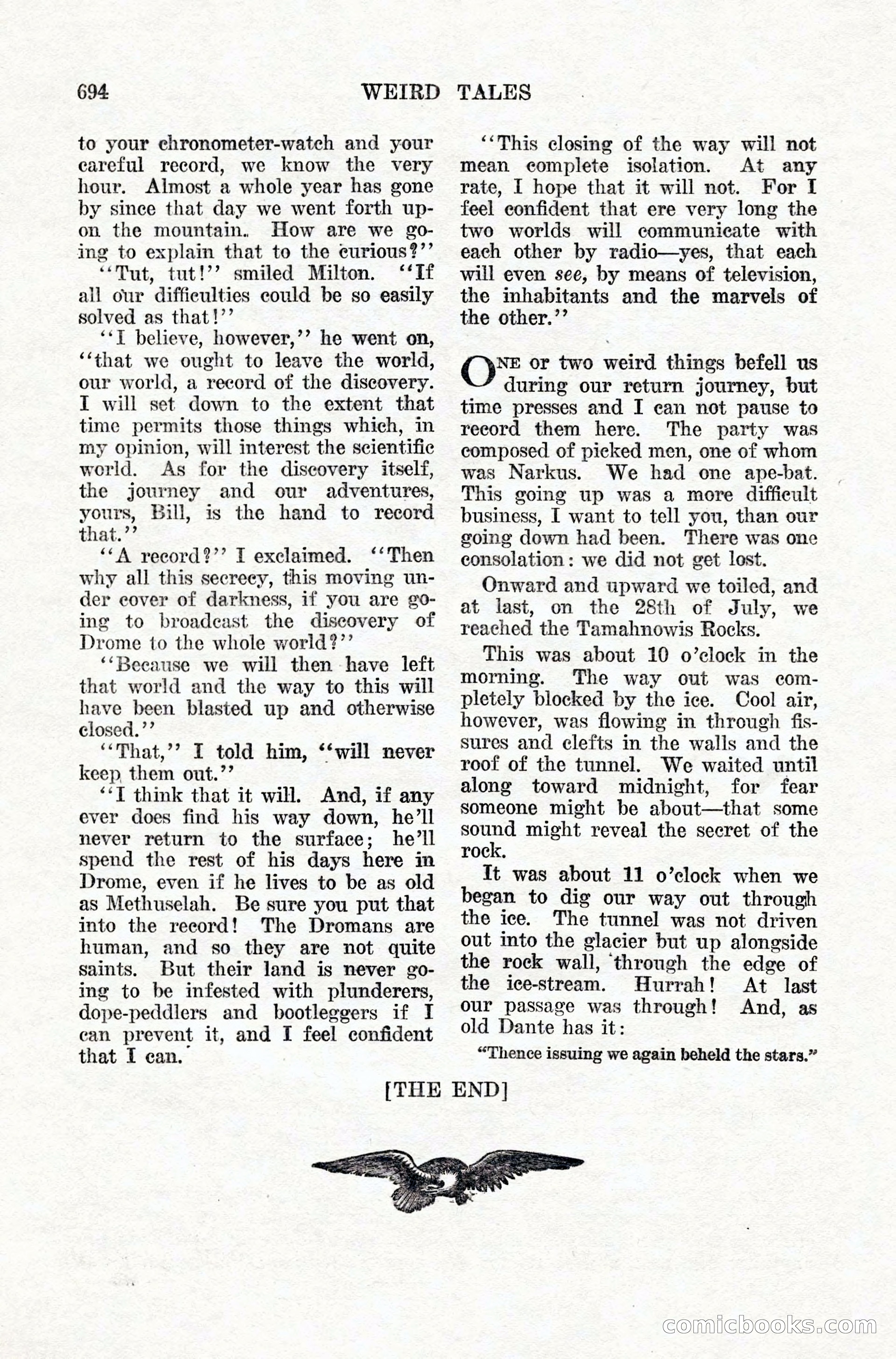 Weird Tales: "Drome" by John Martin Leahy — page 110 of 110