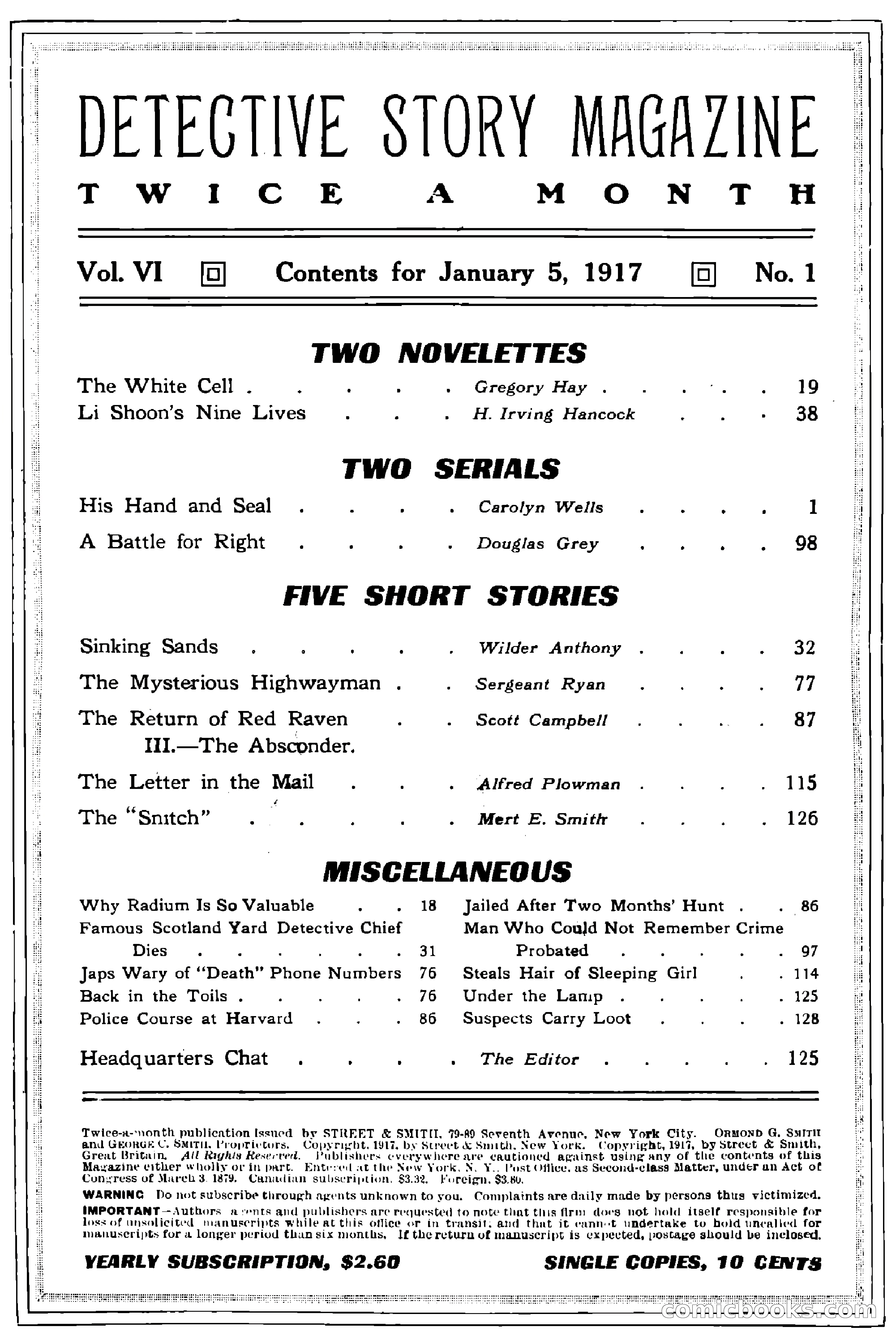 Detective Story Magazine, Vol. 6, No. 1 — page 2 of 132