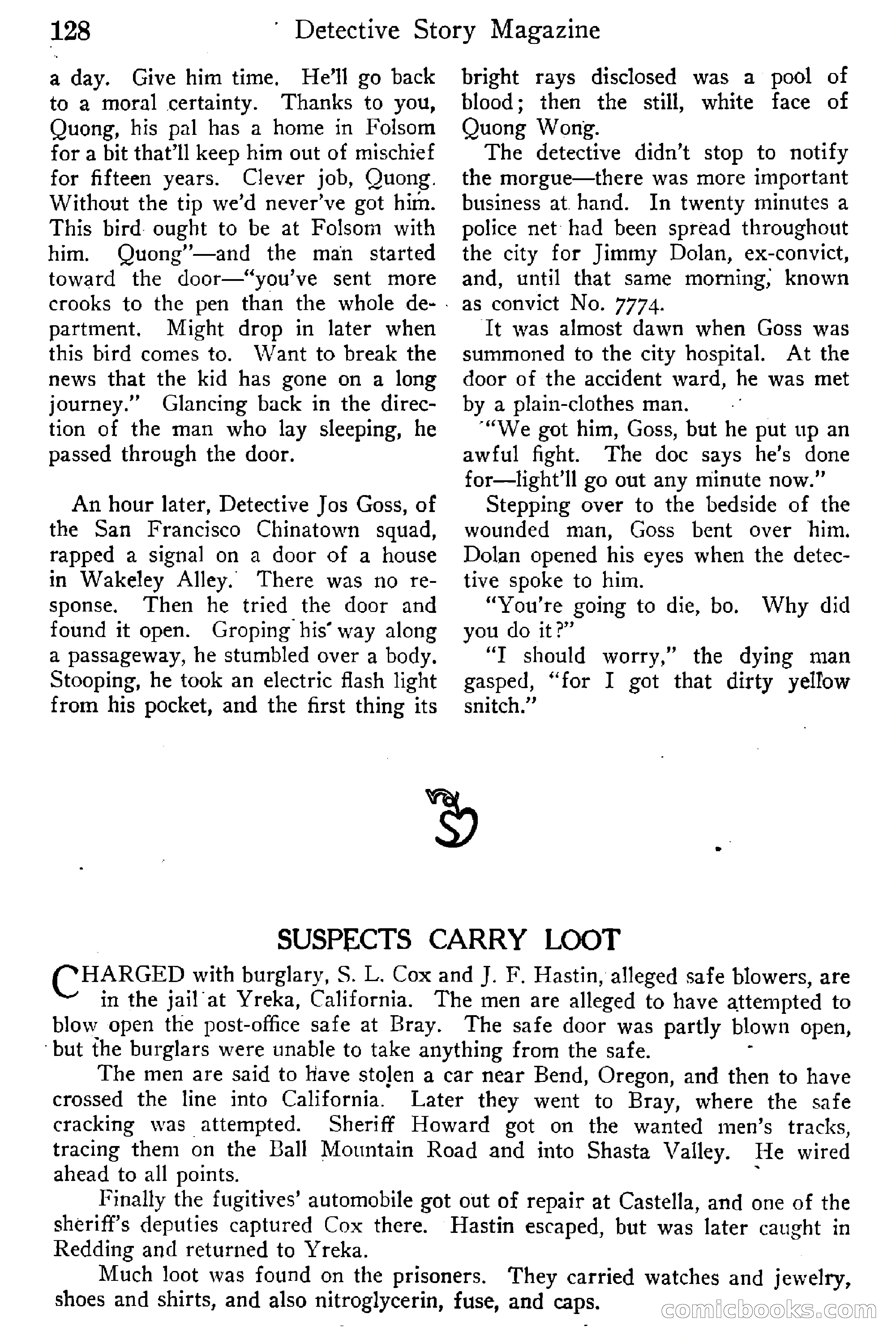 Detective Story Magazine, Vol. 6, No. 1 — page 130 of 132